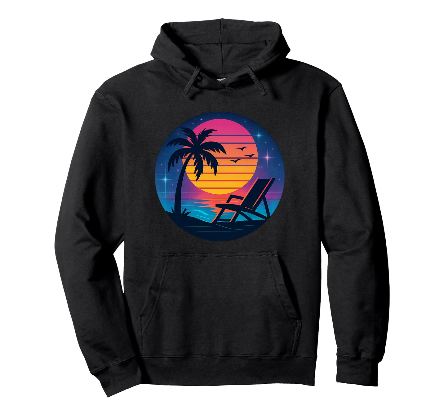 Beach Sunset 70S 80S Nostalgic Hoodie - Custom Art Print for Adults - T-Shirt, Sweatshirt, Hoodie
