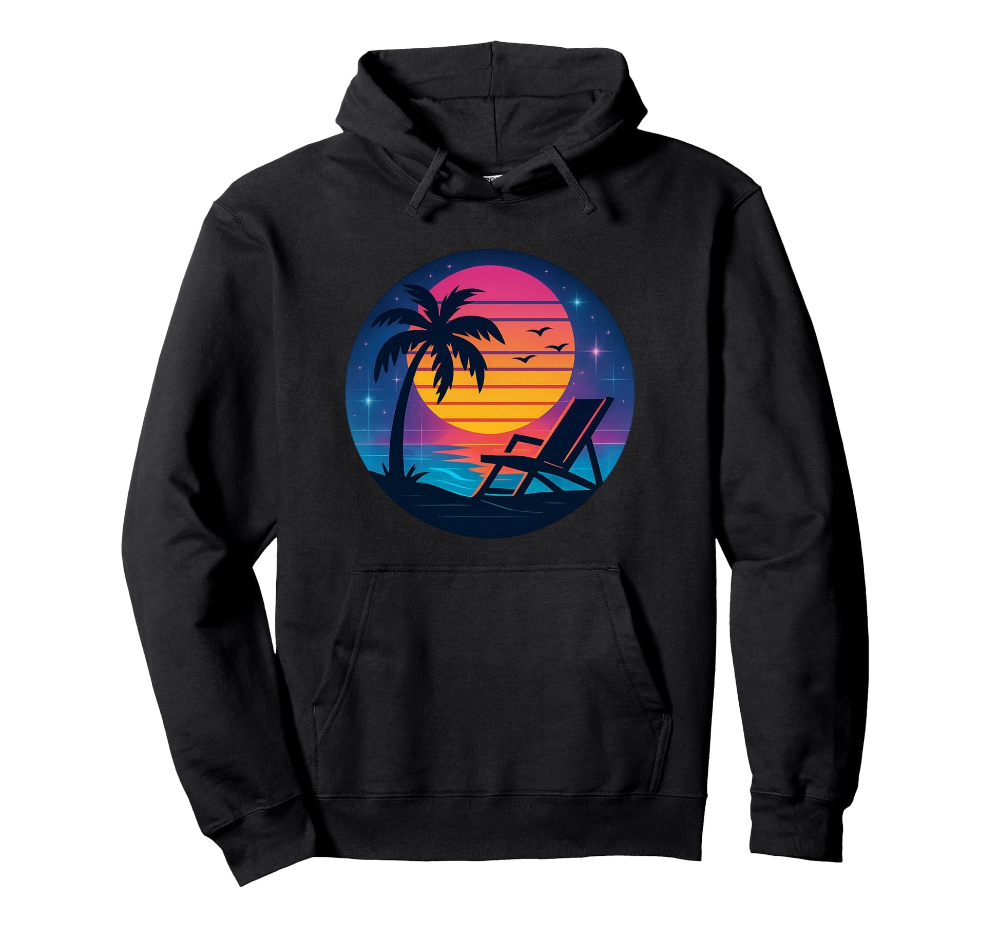 Beach Sunset 70S 80S Nostalgic Hoodie - Custom Art Print for Adults - T-Shirt, Sweatshirt, Hoodie