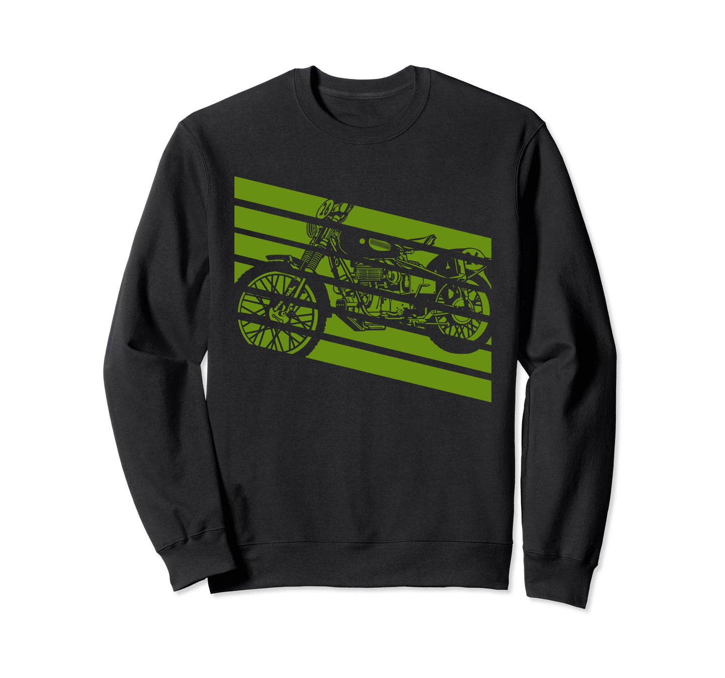 Motocross Green Racing Stripes Sweatshirt - Aesthetic Graphic for Adults - T-Shirt, Sweatshirt, Hoodie