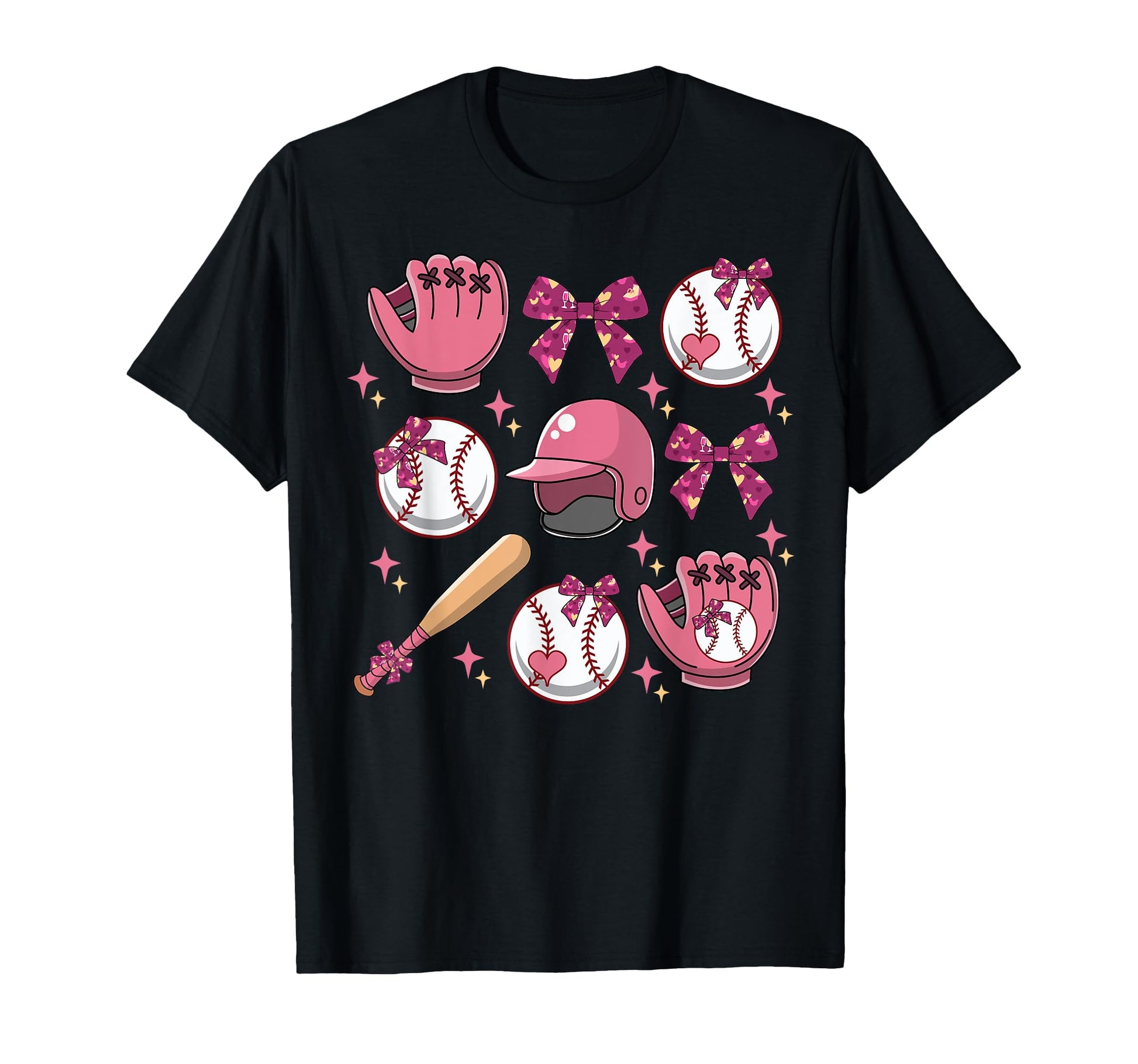 Baseball Coquette Bow Softball Lover Gift T-Shirt - Trendy Graphic Unisex - T-Shirt, Sweatshirt, Hoodie