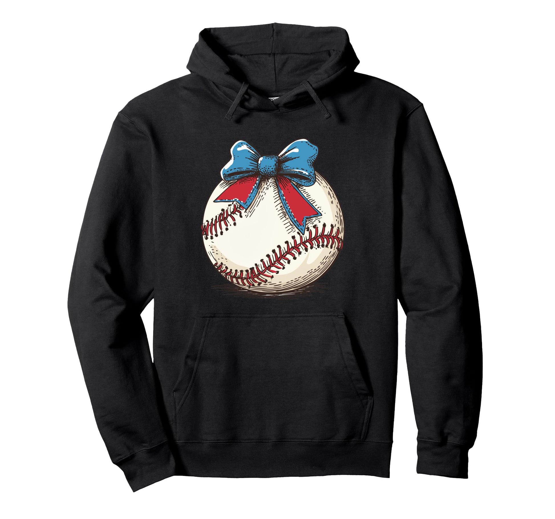 Coquette Baseball Two Color Bow Game Day Hoodie - Streetwear Style Unisex - T-Shirt, Sweatshirt, Hoodie