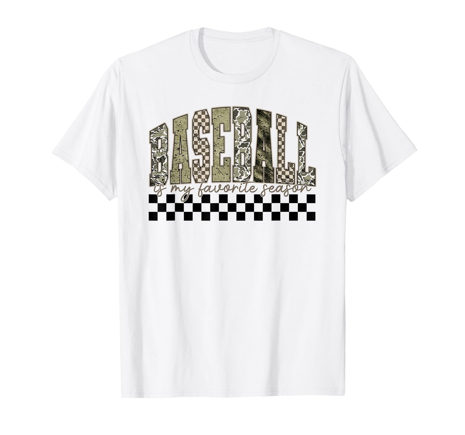 Old School Camo Checkered Baseball Is My T-Shirt - Streetwear Style Unisex - T-Shirt, Sweatshirt, Hoodie