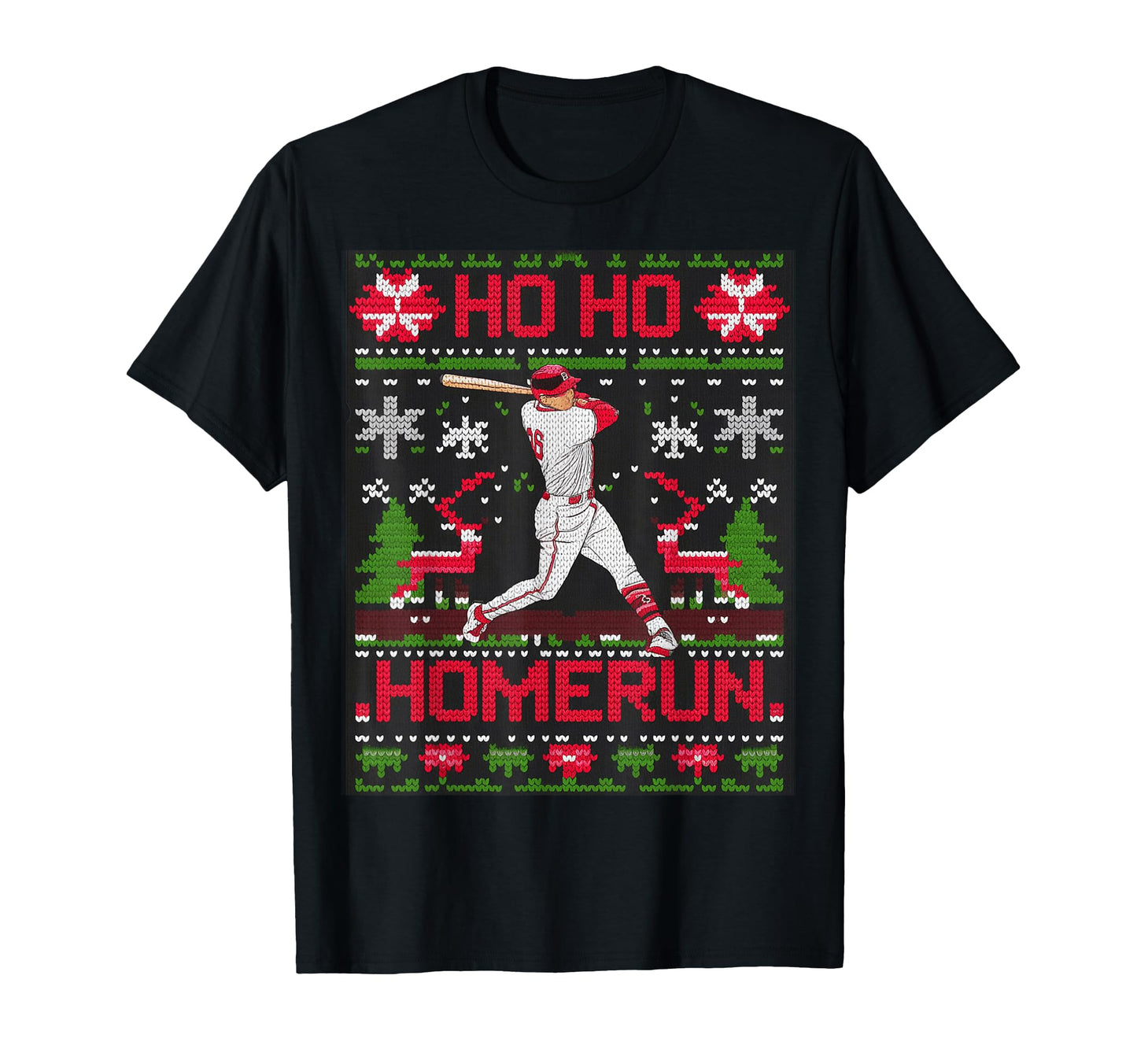 Baseball Softball Ho Ho Homerun Ugly T-Shirt - Novelty Apparel for Adults - T-Shirt, Sweatshirt, Hoodie