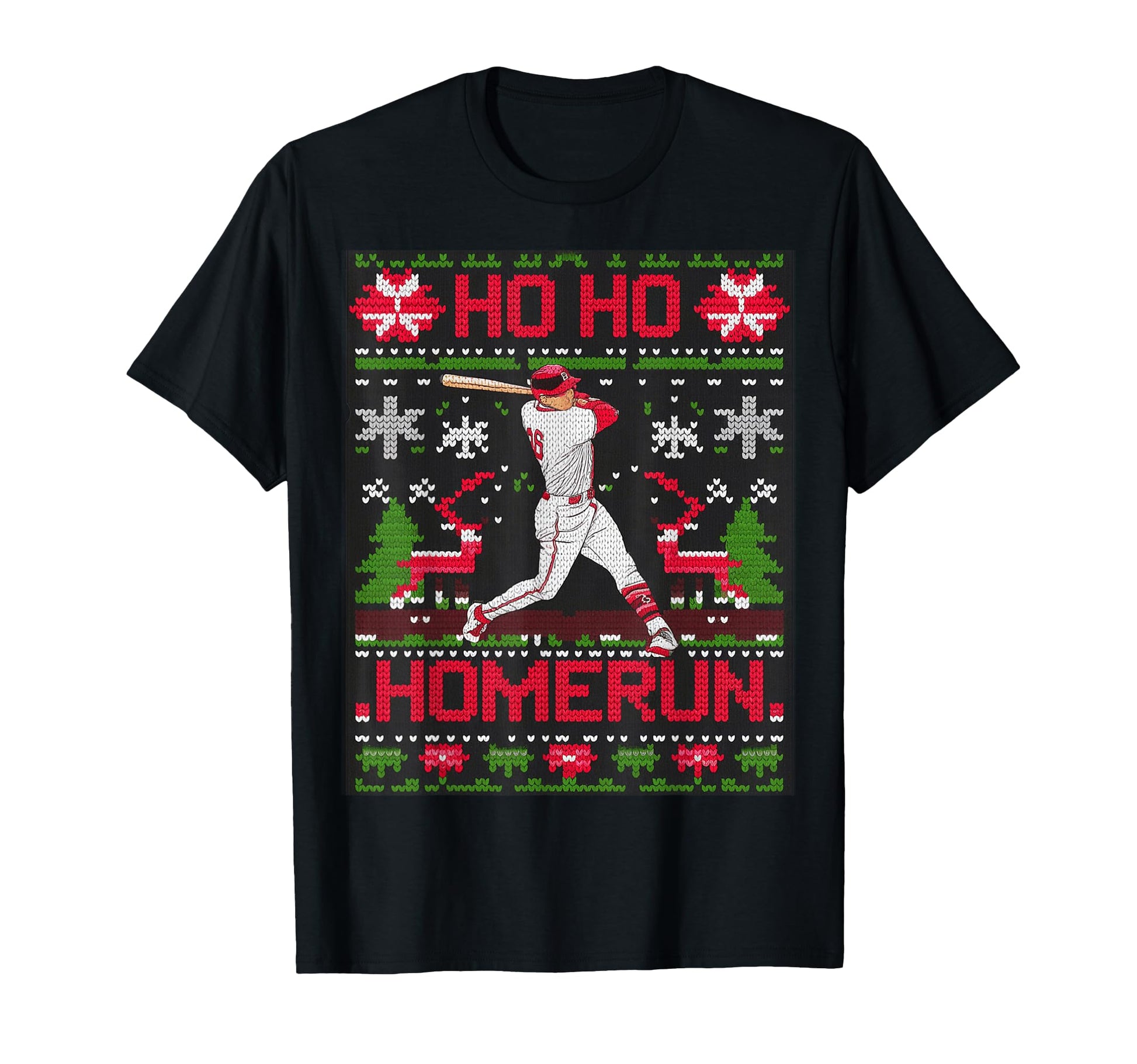Baseball Softball Ho Ho Homerun Ugly T-Shirt - Novelty Apparel for Adults - T-Shirt, Sweatshirt, Hoodie