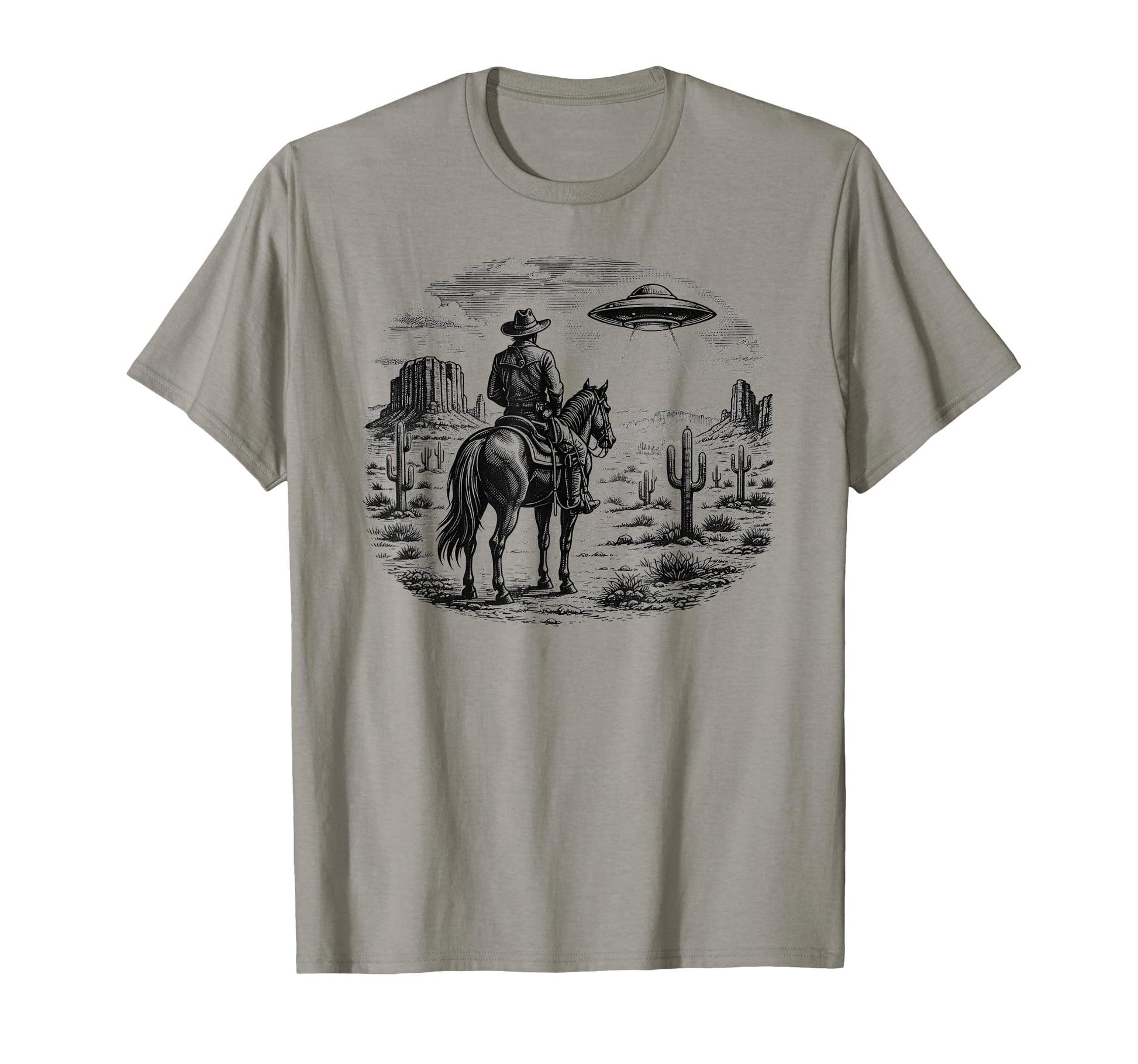 Horse Lover Ufo Western Cowboy Horse T-Shirt - Unique Graphic Unisex - T-Shirt, Sweatshirt, Hoodie