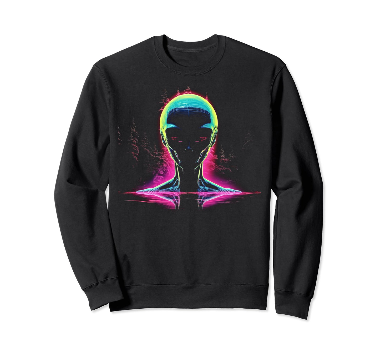 Synthwave Alien Cyberpunk 80S Sweatshirt - Aesthetic Graphic for Adults - T-Shirt, Sweatshirt, Hoodie
