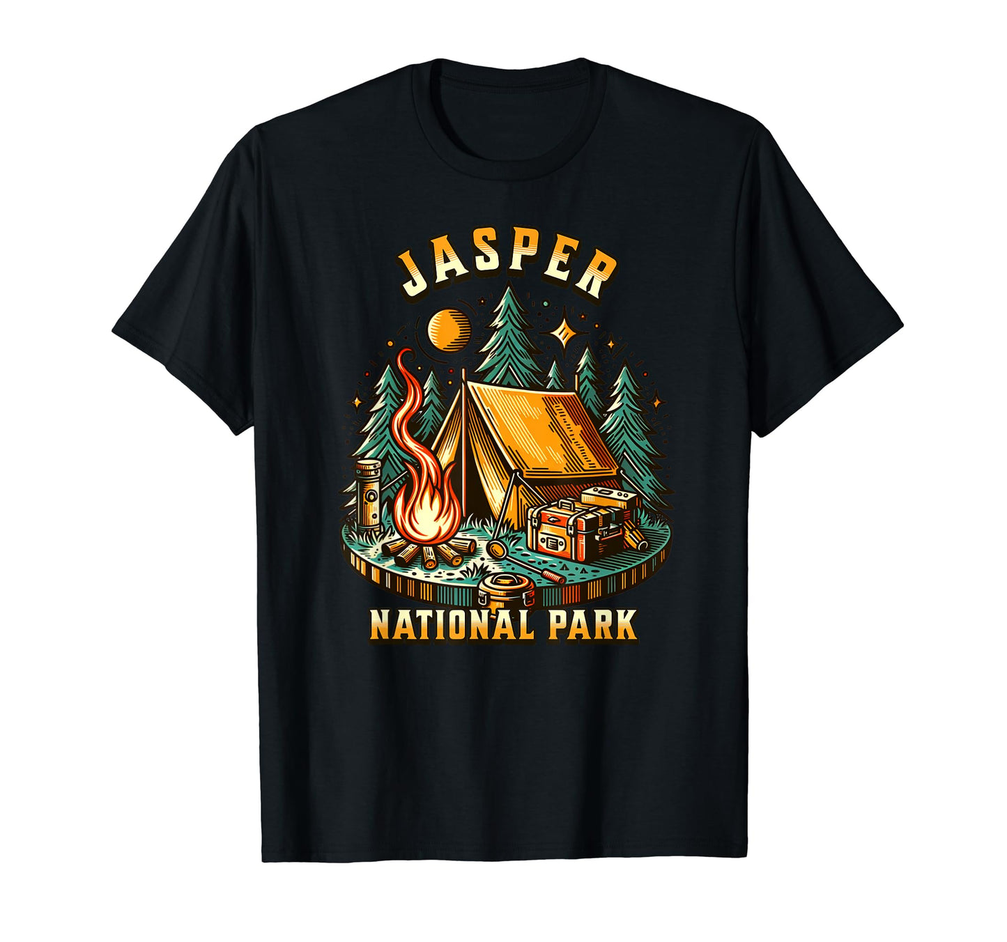 Camping Forest Tent Campfire T-Shirt - Fun Novelty Design for Adults - T-Shirt, Sweatshirt, Hoodie