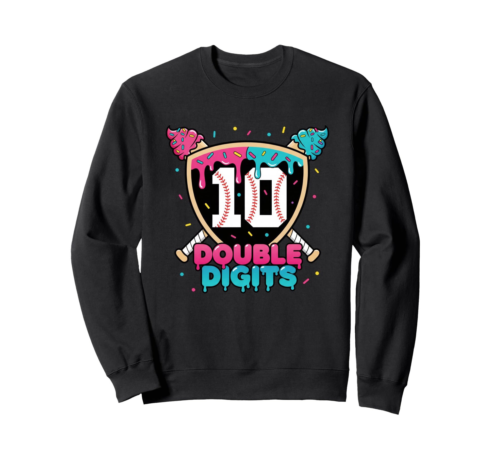 Double Digits Baseball Ice Cream Sweatshirt - Novelty Apparel for Adults - T-Shirt, Sweatshirt, Hoodie