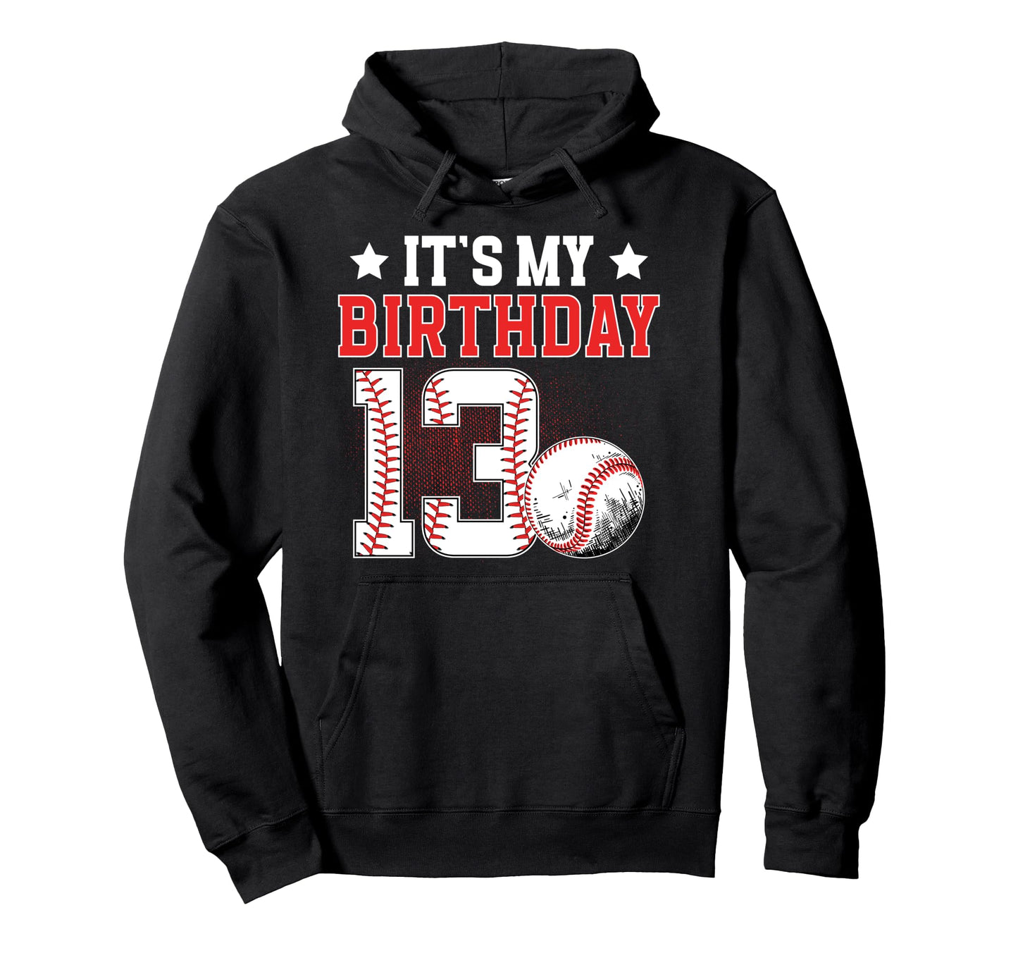 13Th Baseball Birthday Party 13 Year Hoodie - Trendy Graphic for Adults - T-Shirt, Sweatshirt, Hoodie