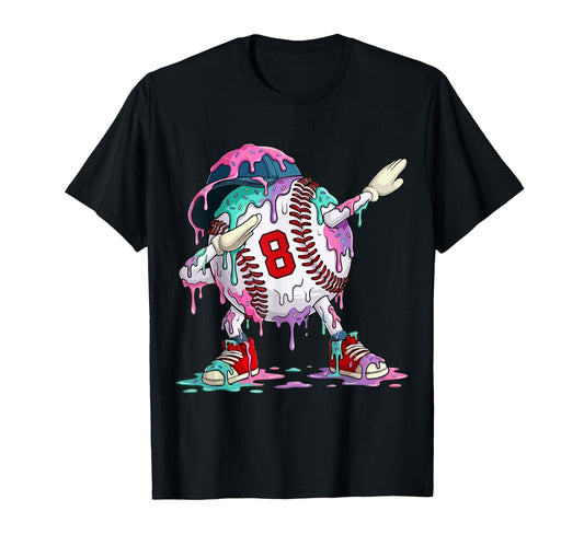 Baseball 8 Year Old Ice Cream Drip 8Th T-Shirt - Fun Novelty Design Unisex - T-Shirt, Sweatshirt, Hoodie