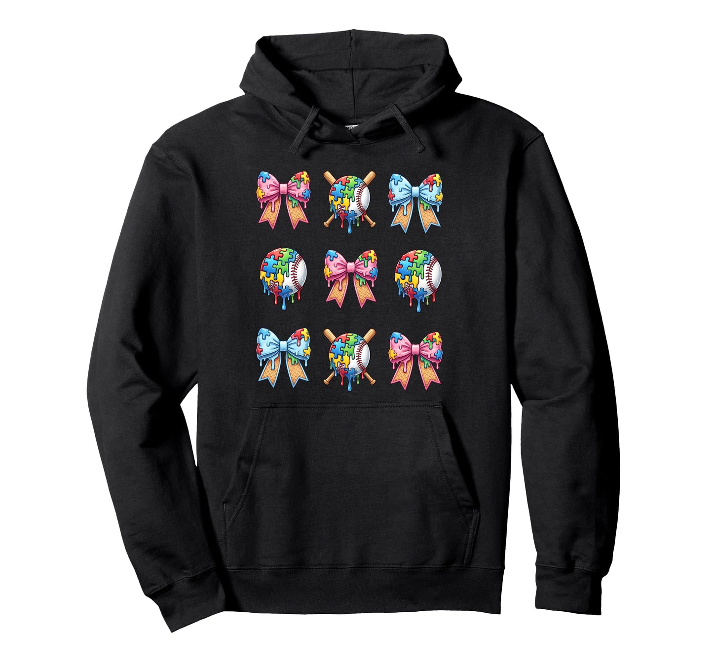Baseball Sister Puzzle Bow Ice Cream Hoodie - Custom Art Print Men Women - T-Shirt, Sweatshirt, Hoodie