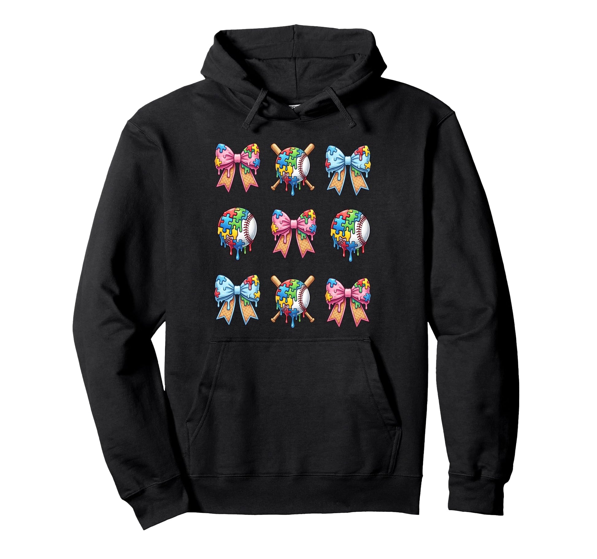 Baseball Sister Puzzle Bow Ice Cream Hoodie - Custom Art Print Men Women - T-Shirt, Sweatshirt, Hoodie
