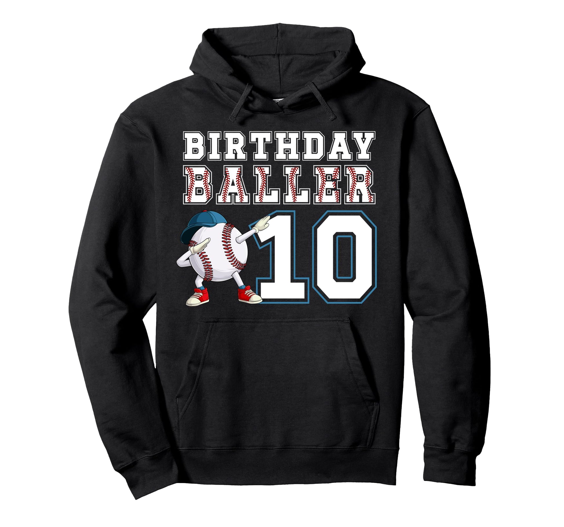 10Th Baseball Birthday Party Ten Year Old Hoodie - Novelty Apparel Unisex - T-Shirt, Sweatshirt, Hoodie