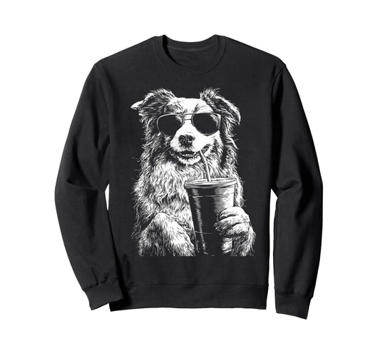 Australian Shepherd Drinking Iced Sweatshirt - Fun Novelty Design Unisex - T-Shirt, Sweatshirt, Hoodie