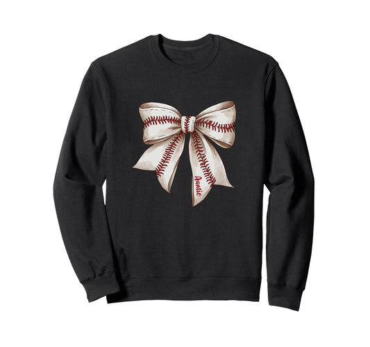 Auntie Baseball Bow Aunt Sweatshirt - Streetwear Style Men Women - T-Shirt, Sweatshirt, Hoodie