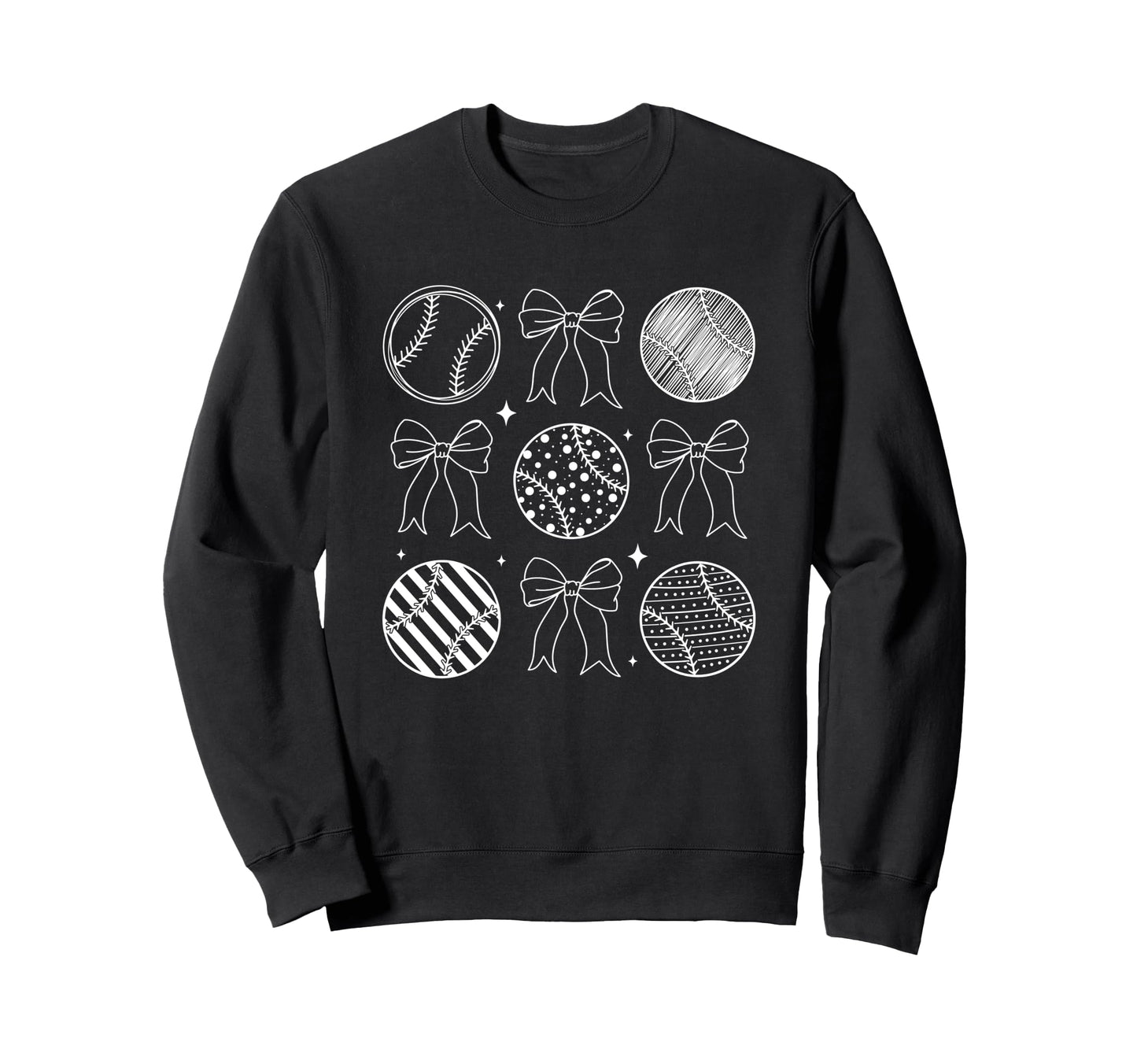 Chic Baseball Bows Patterned Elegance Sweatshirt - Streetwear Style Unisex - T-Shirt, Sweatshirt, Hoodie