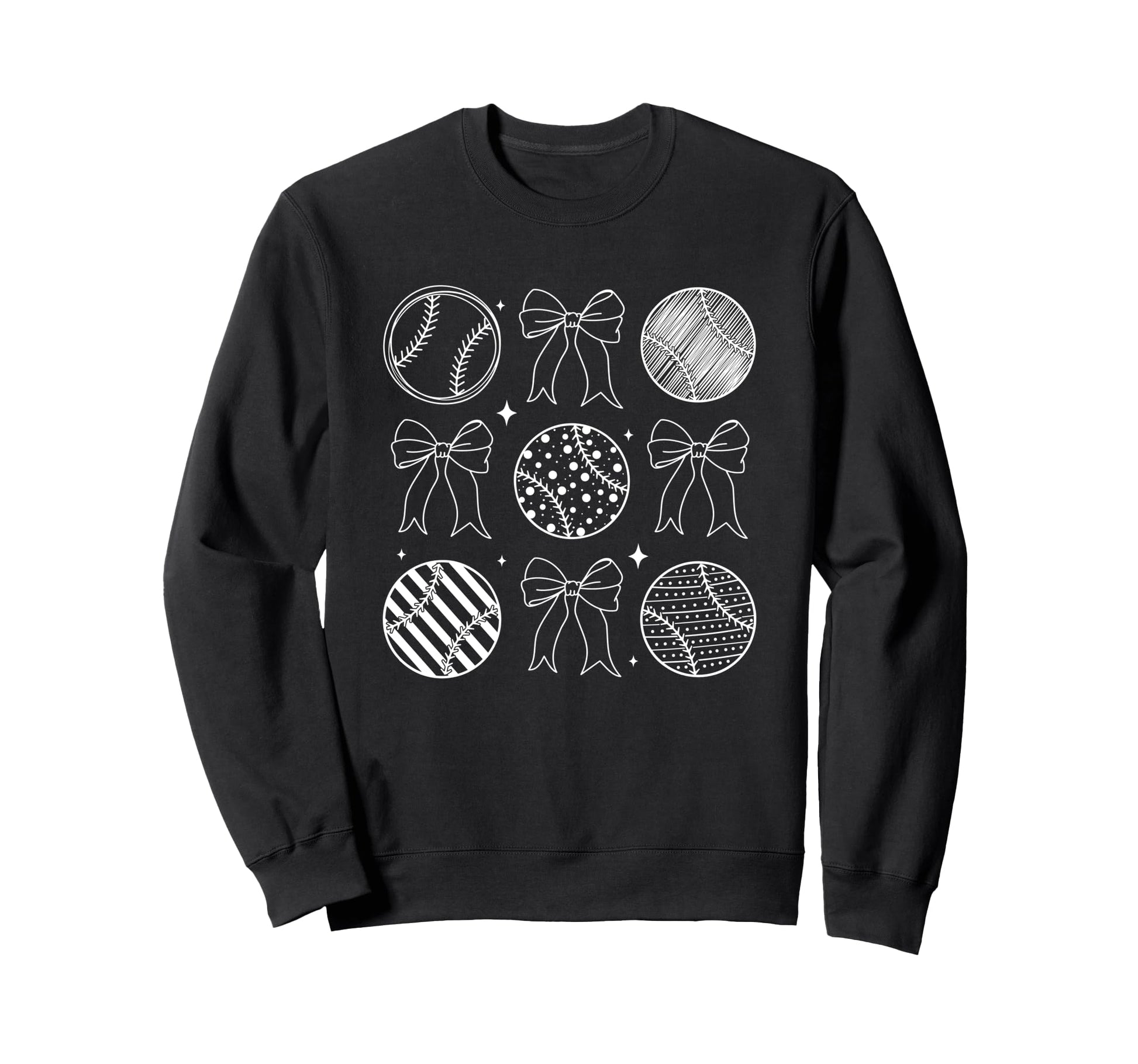 Chic Baseball Bows Patterned Elegance Sweatshirt - Streetwear Style Unisex - T-Shirt, Sweatshirt, Hoodie