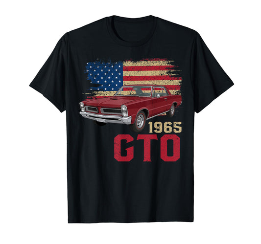 American Flag 65 1965 Gto Silhouette T-Shirt - Novelty Apparel Men Women - T-Shirt, Sweatshirt, Hoodie