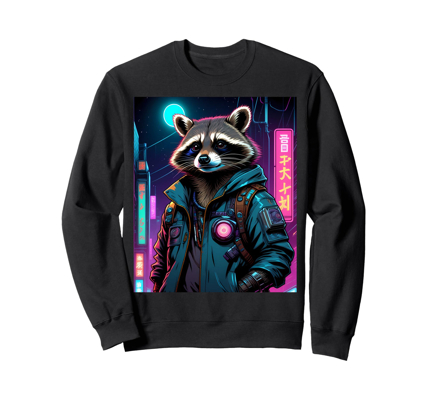 Vaporwave Raccoon 80S Synthwave Sweatshirt - Trendy Graphic for Adults - T-Shirt, Sweatshirt, Hoodie