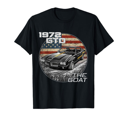 72 1972 Gto American Flag Silhouette T-Shirt - Graphic Print Men Women - T-Shirt, Sweatshirt, Hoodie