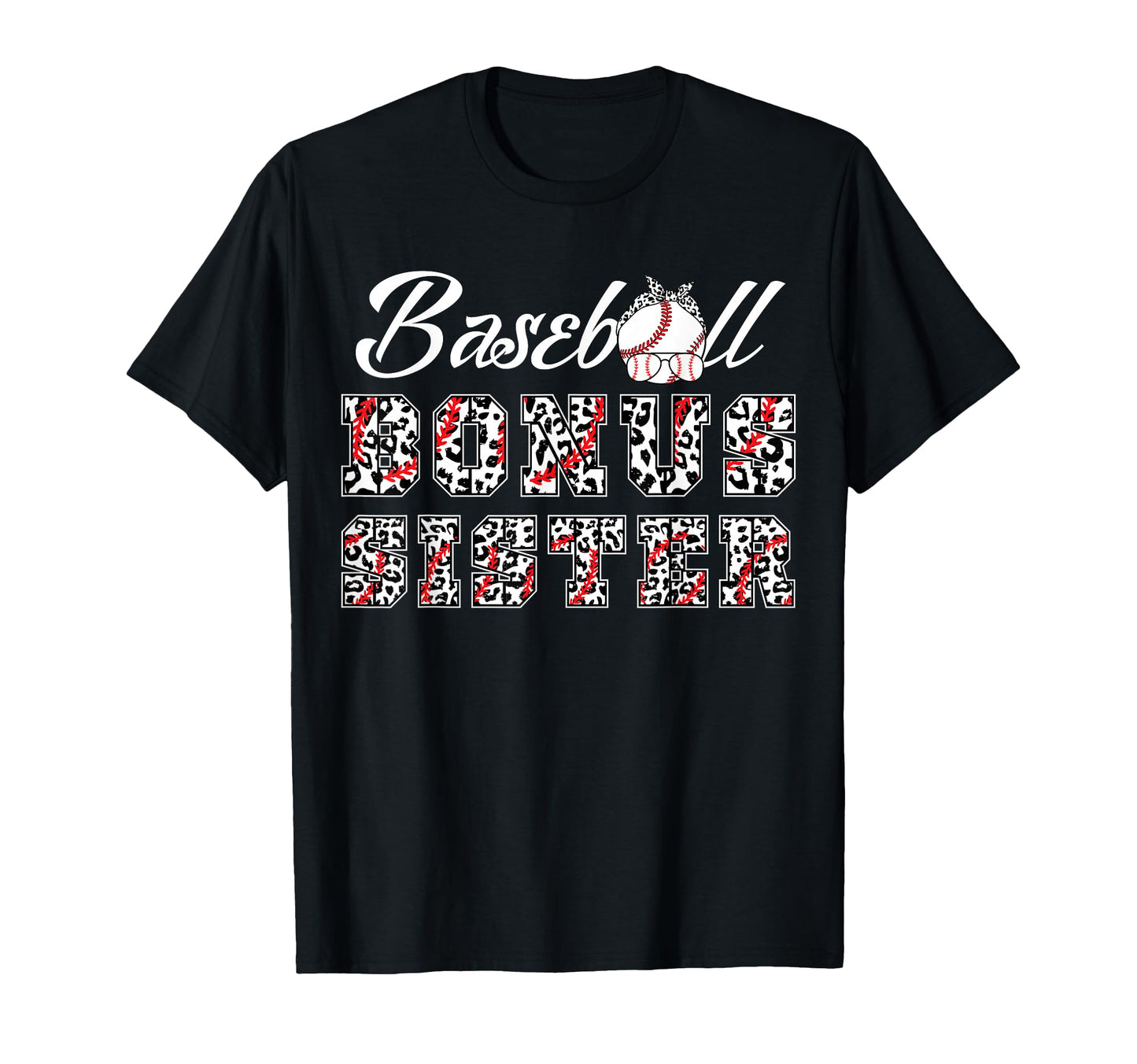 Baseball Bonus Sister Leopard Game Day T-Shirt - Unique Graphic for Adults - T-Shirt, Sweatshirt, Hoodie