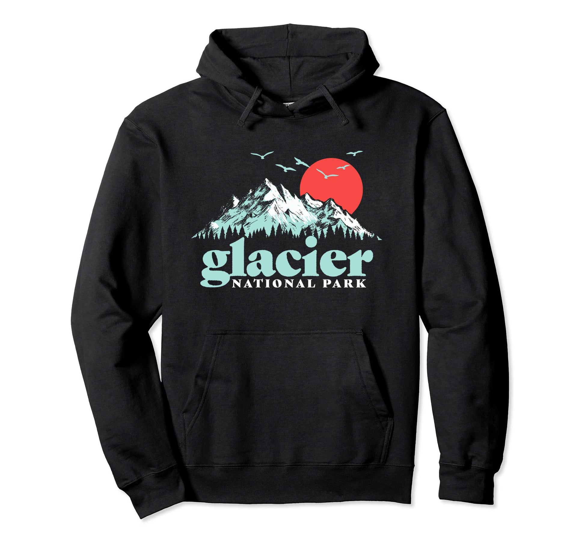 Glacier National Park 80S Mountains Hoodie - Novelty Apparel Men Women - T-Shirt, Sweatshirt, Hoodie