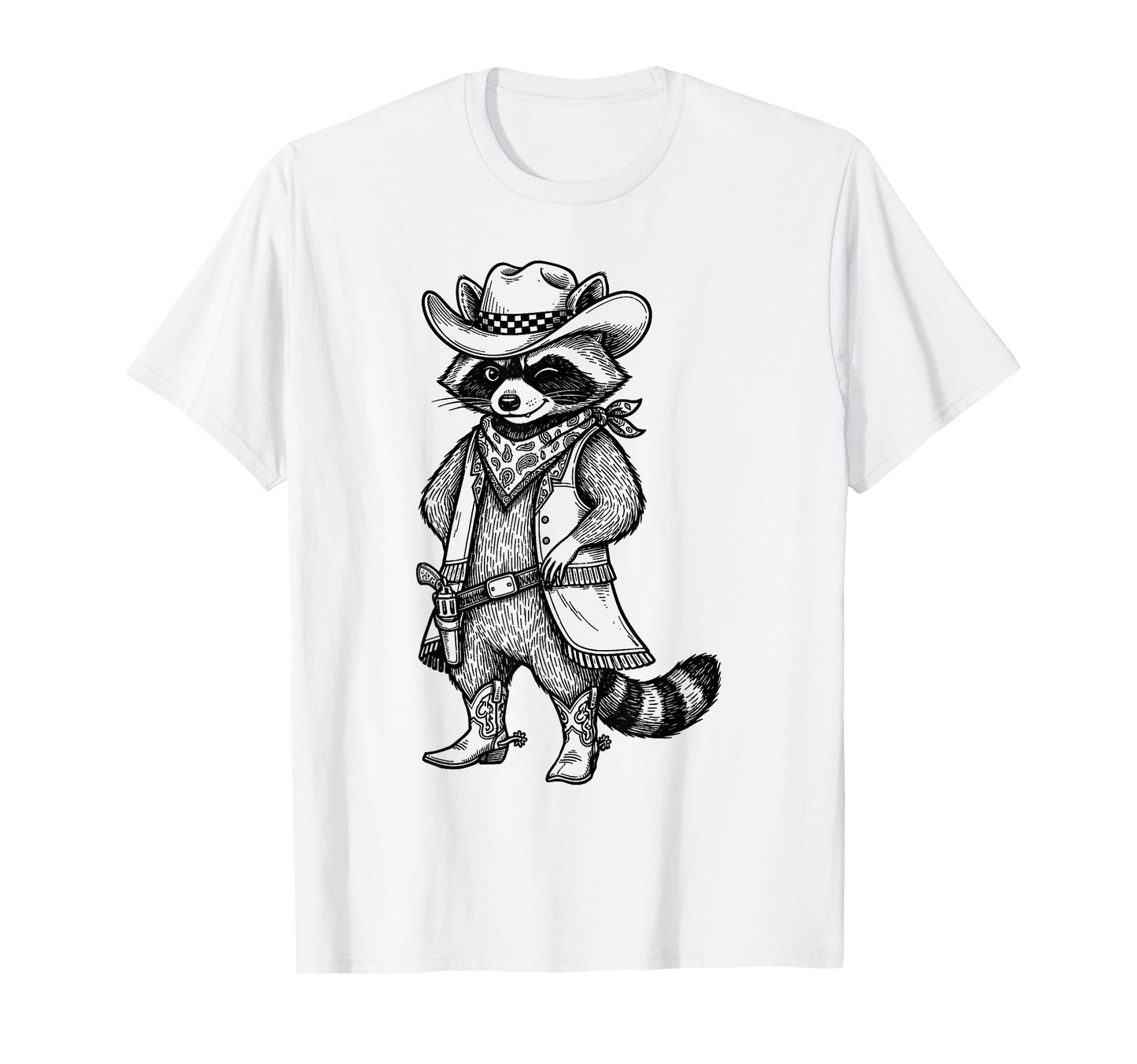 Raccoon Cowboy Cowgirl Western Country T-Shirt - Unique Graphic for Adults - T-Shirt, Sweatshirt, Hoodie