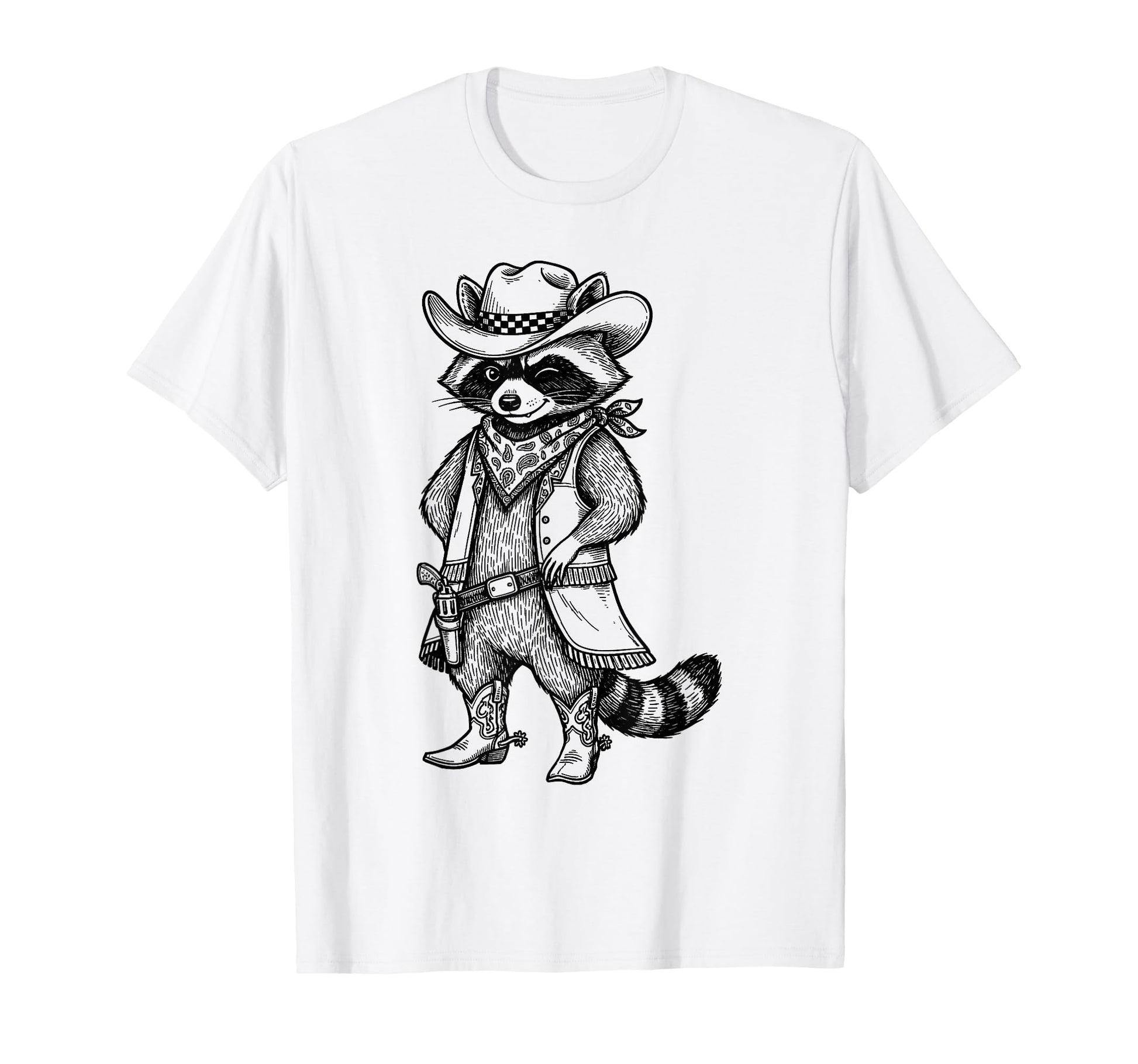 Raccoon Cowboy Cowgirl Western Country T-Shirt - Unique Graphic for Adults - T-Shirt, Sweatshirt, Hoodie