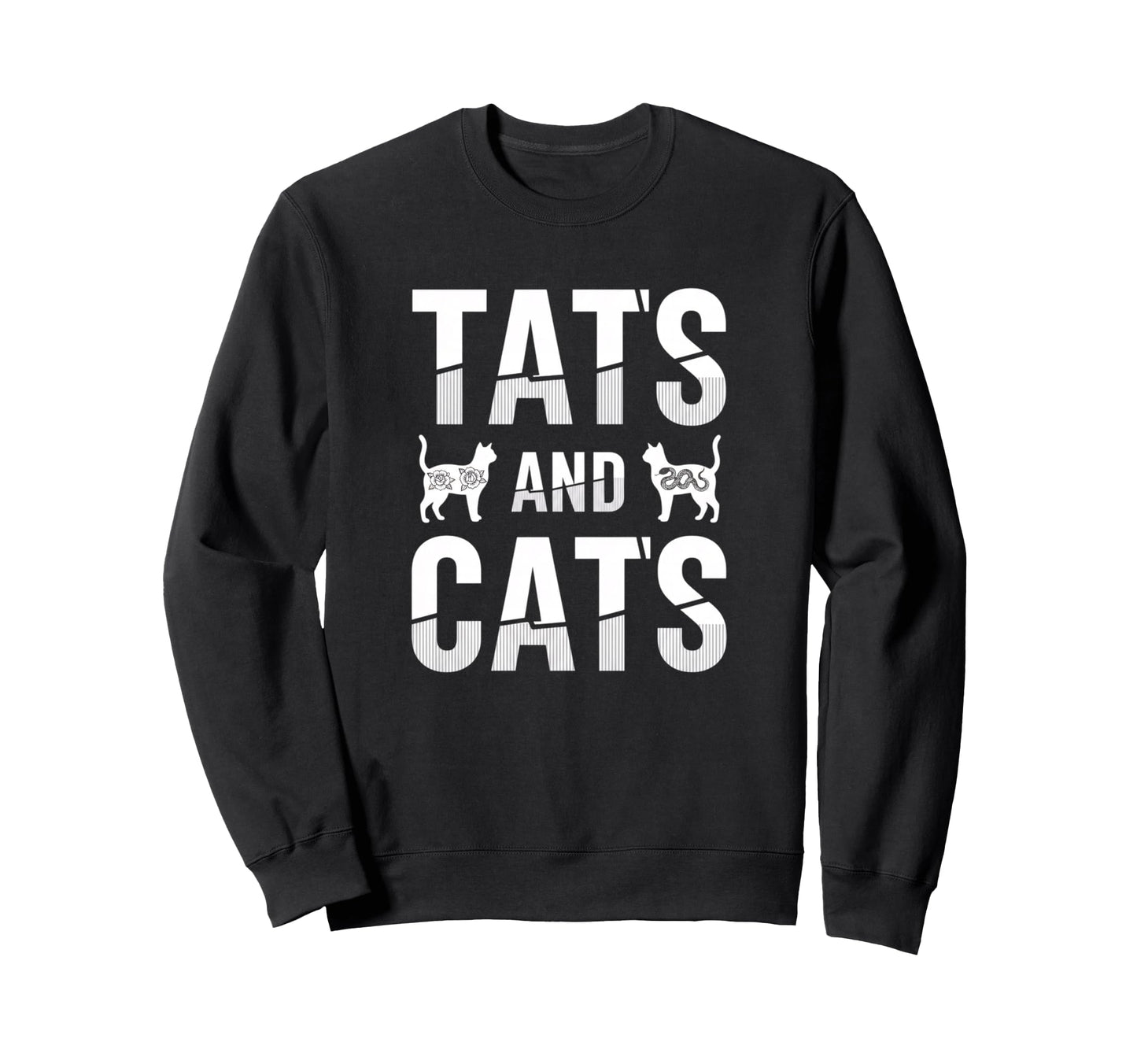 Tats And Cats Funny Cat Lover Sweatshirt - Aesthetic Graphic for Adults - T-Shirt, Sweatshirt, Hoodie