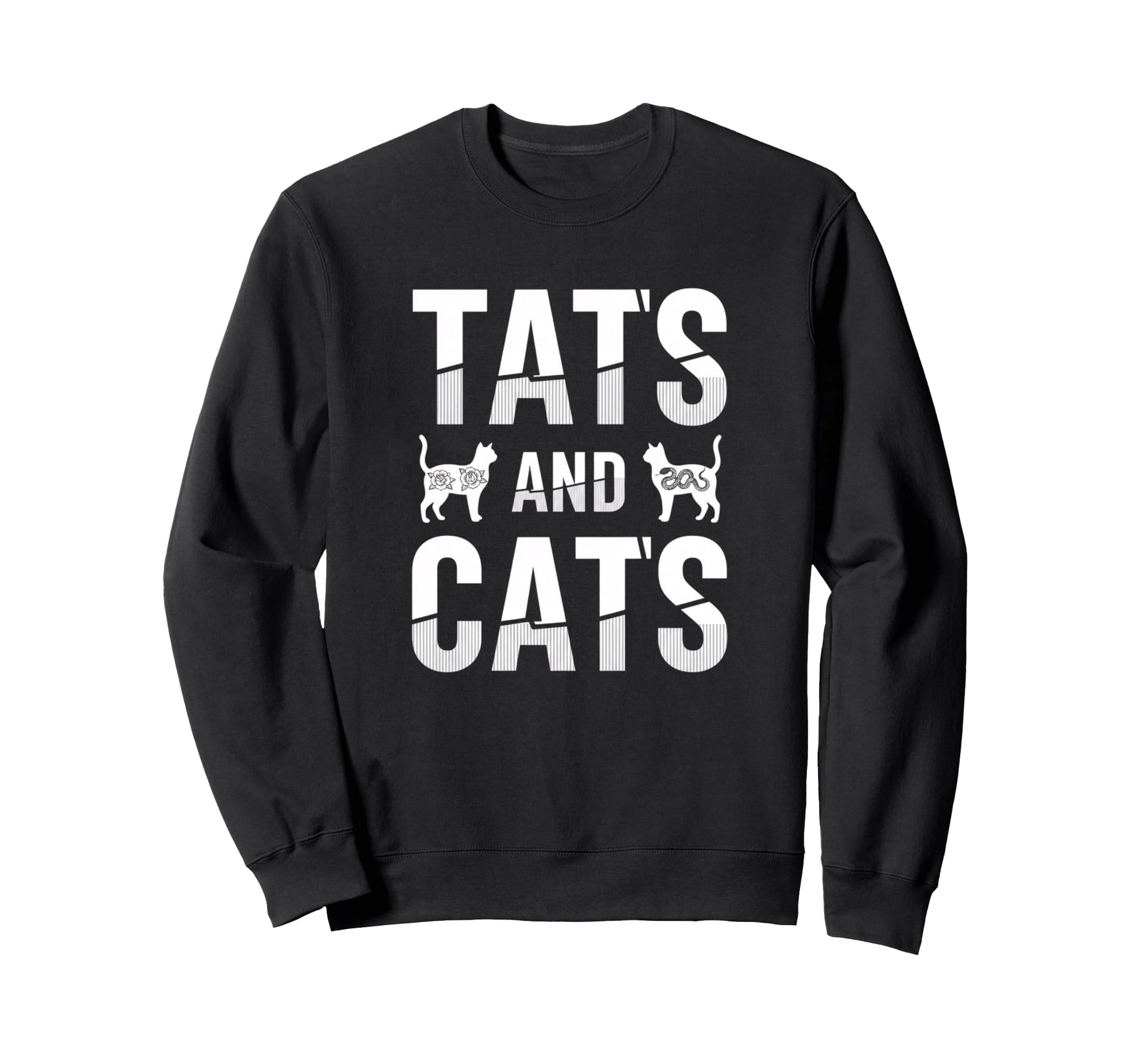 Tats And Cats Funny Cat Lover Sweatshirt - Aesthetic Graphic for Adults - T-Shirt, Sweatshirt, Hoodie