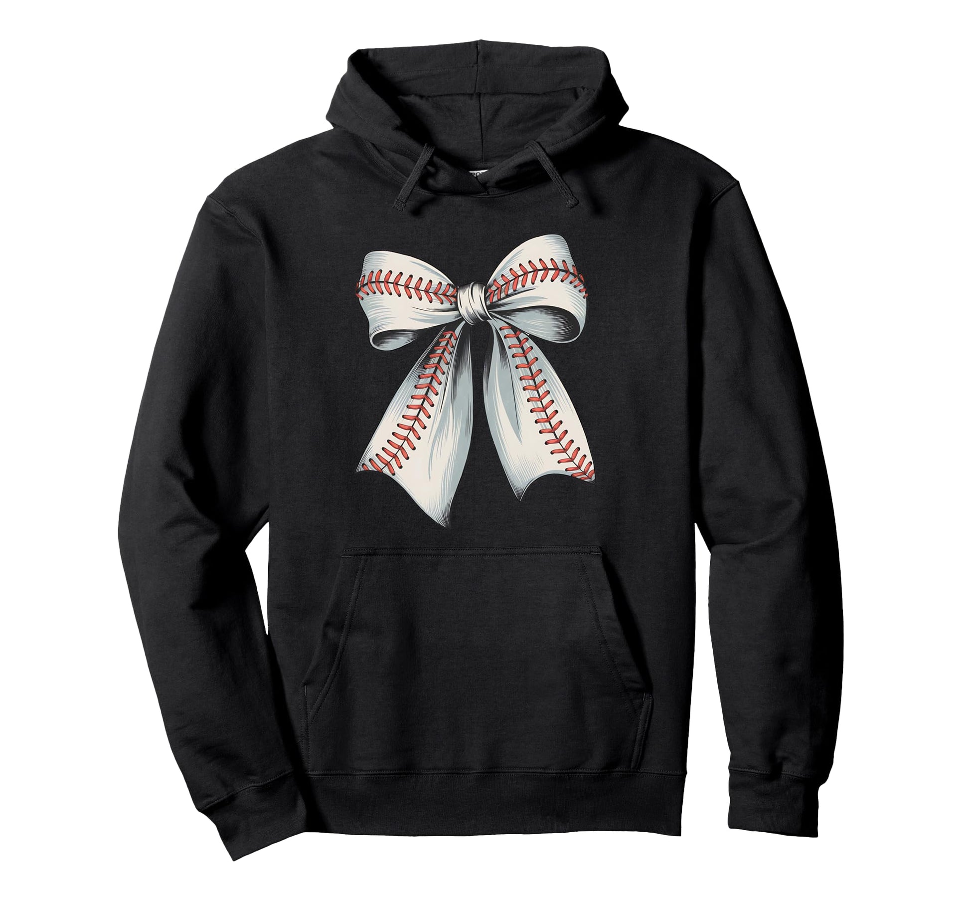 Baseball Softball Coquette Bow Hoodie - Casual Everyday Wear Unisex - T-Shirt, Sweatshirt, Hoodie