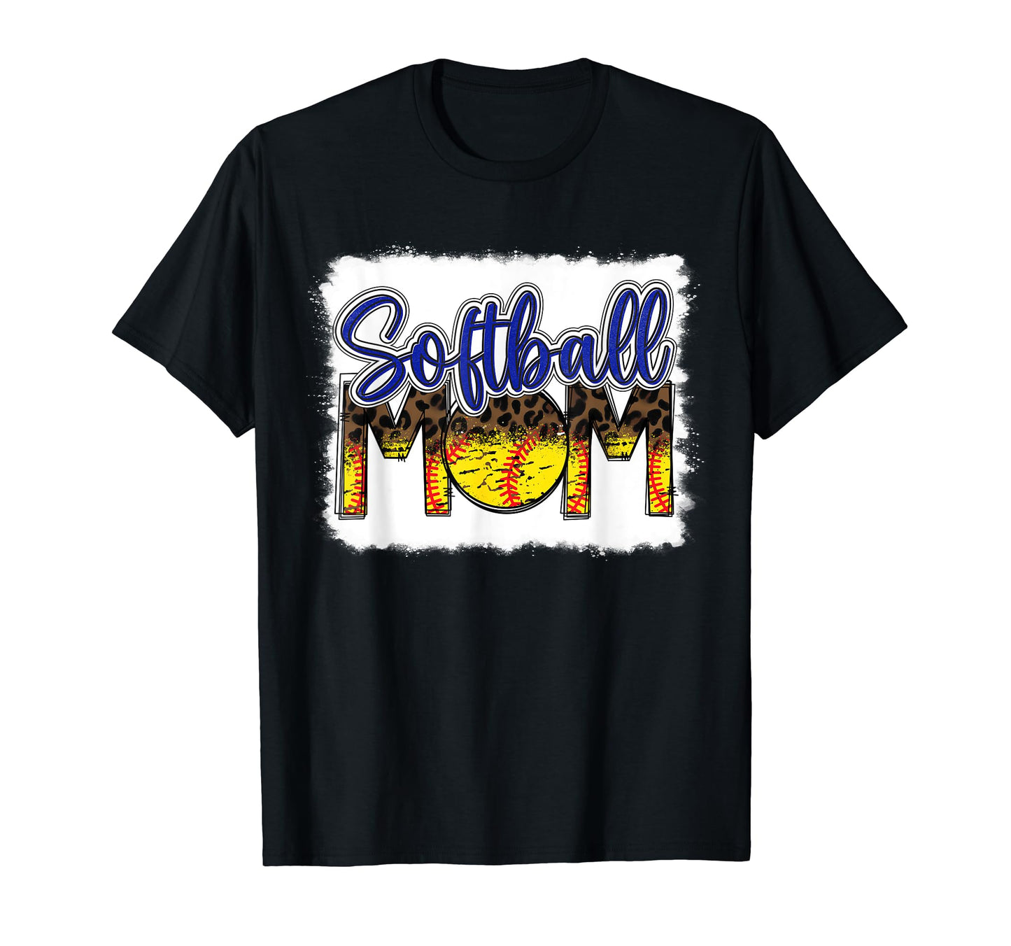 Bleached Softball Mom Leopard Funny T-Shirt - Aesthetic Graphic Unisex - T-Shirt, Sweatshirt, Hoodie