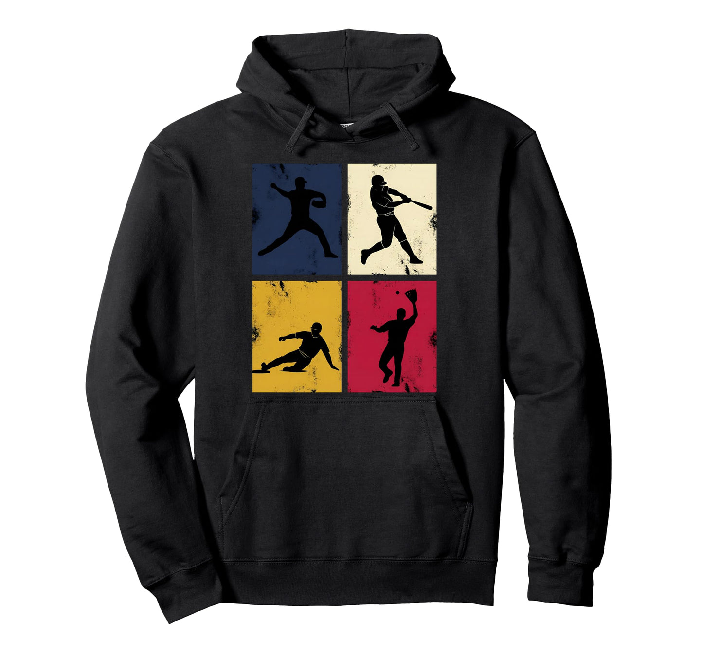 Pop Art Baseball Silhouette 4 Panel Sports Hoodie - Novelty Apparel Unisex - T-Shirt, Sweatshirt, Hoodie