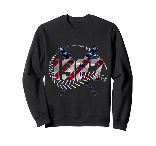 38Th Birthday Baseball 1987 Sweatshirt - Unique Graphic Unisex - T-Shirt, Sweatshirt, Hoodie