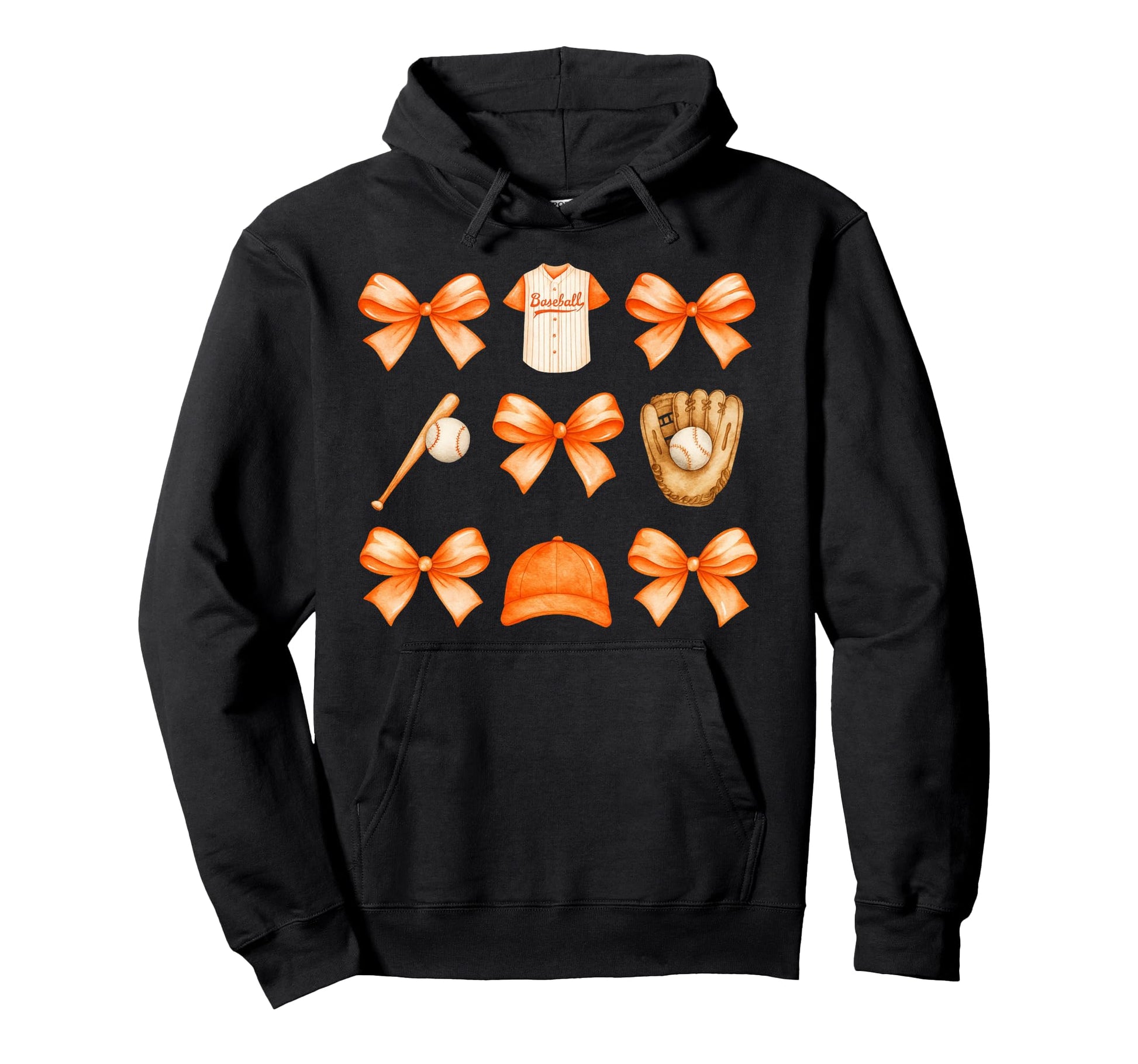 Coquette Bow Baseball Game Day Hoodie - Fun Novelty Design for Adults - T-Shirt, Sweatshirt, Hoodie