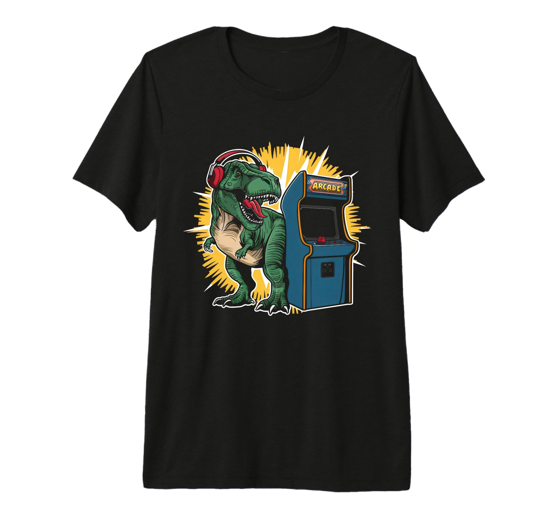 Dinosaur Gamer T Rex Funny Game Arcade T-Shirt - Unique Graphic Men Women - T-Shirt, Sweatshirt, Hoodie