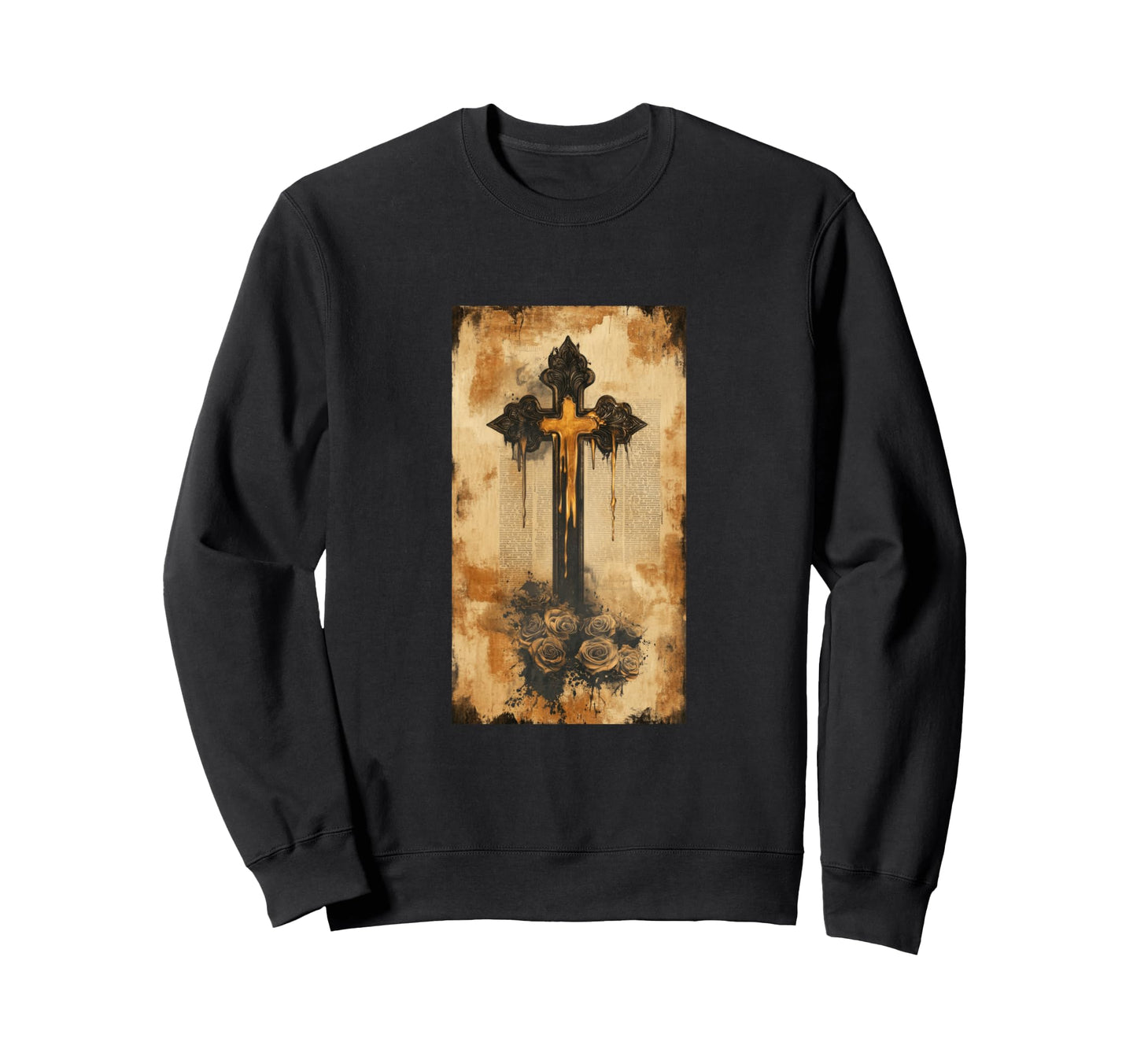 Gothic Cross Grunge Aesthetic Y2K Sweatshirt - Minimalist Print Unisex - T-Shirt, Sweatshirt, Hoodie