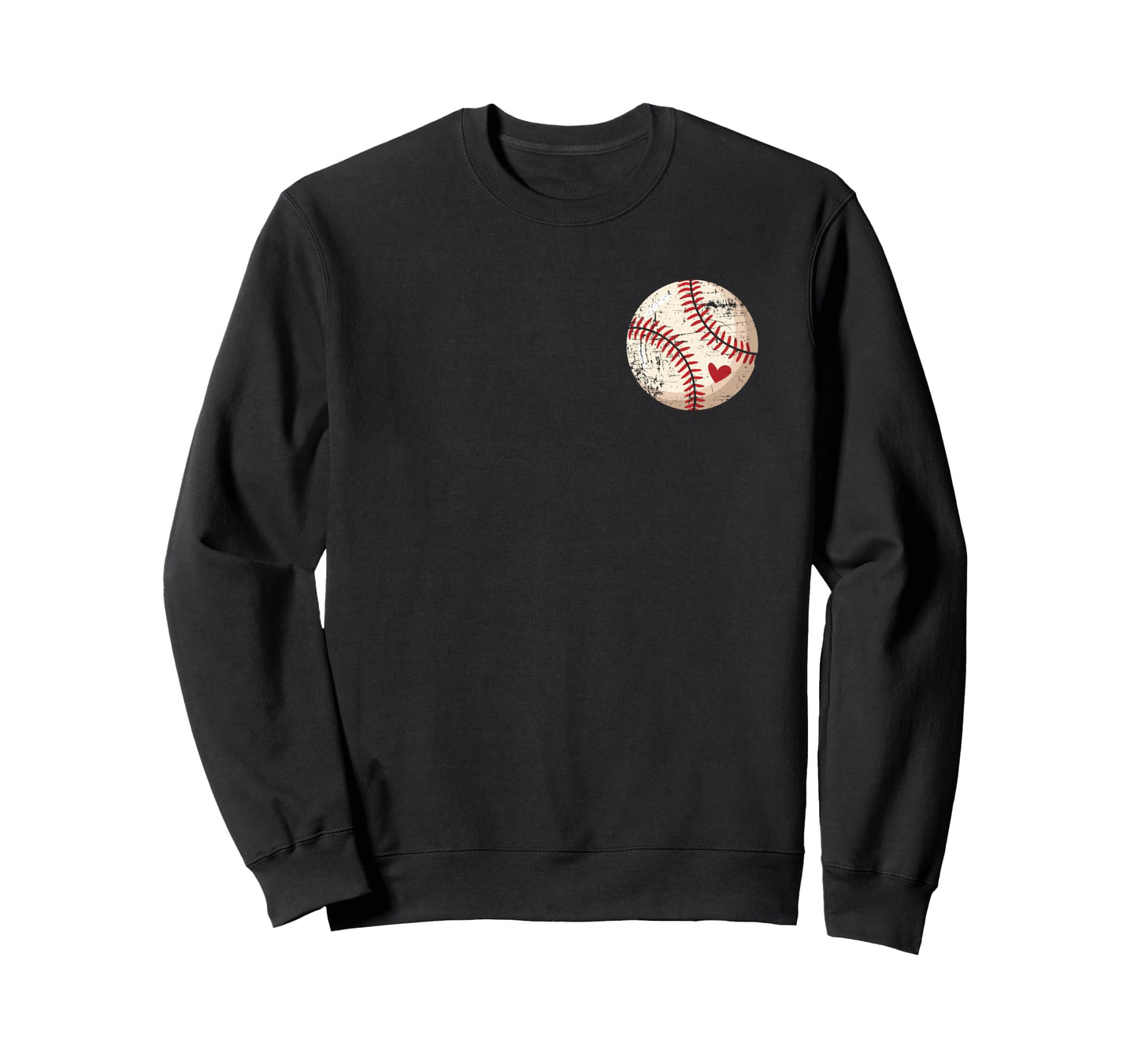Baseball Heart Stitch Sports Sweatshirt - Casual Everyday Wear Men Women - T-Shirt, Sweatshirt, Hoodie