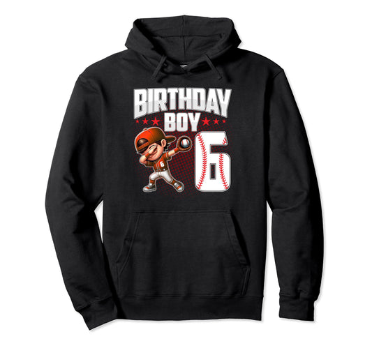6Th Birthday Baseball Dabbing 6 Years Hoodie - Custom Art Print Men Women - T-Shirt, Sweatshirt, Hoodie