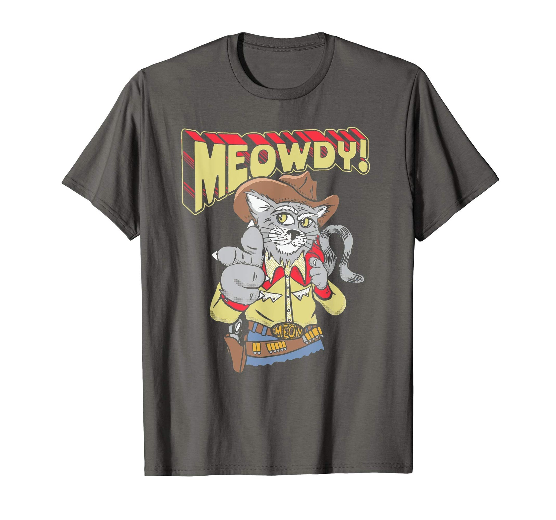 Meowy Partner Funny Cowboy Cat Western T-Shirt - Unique Graphic Unisex - T-Shirt, Sweatshirt, Hoodie