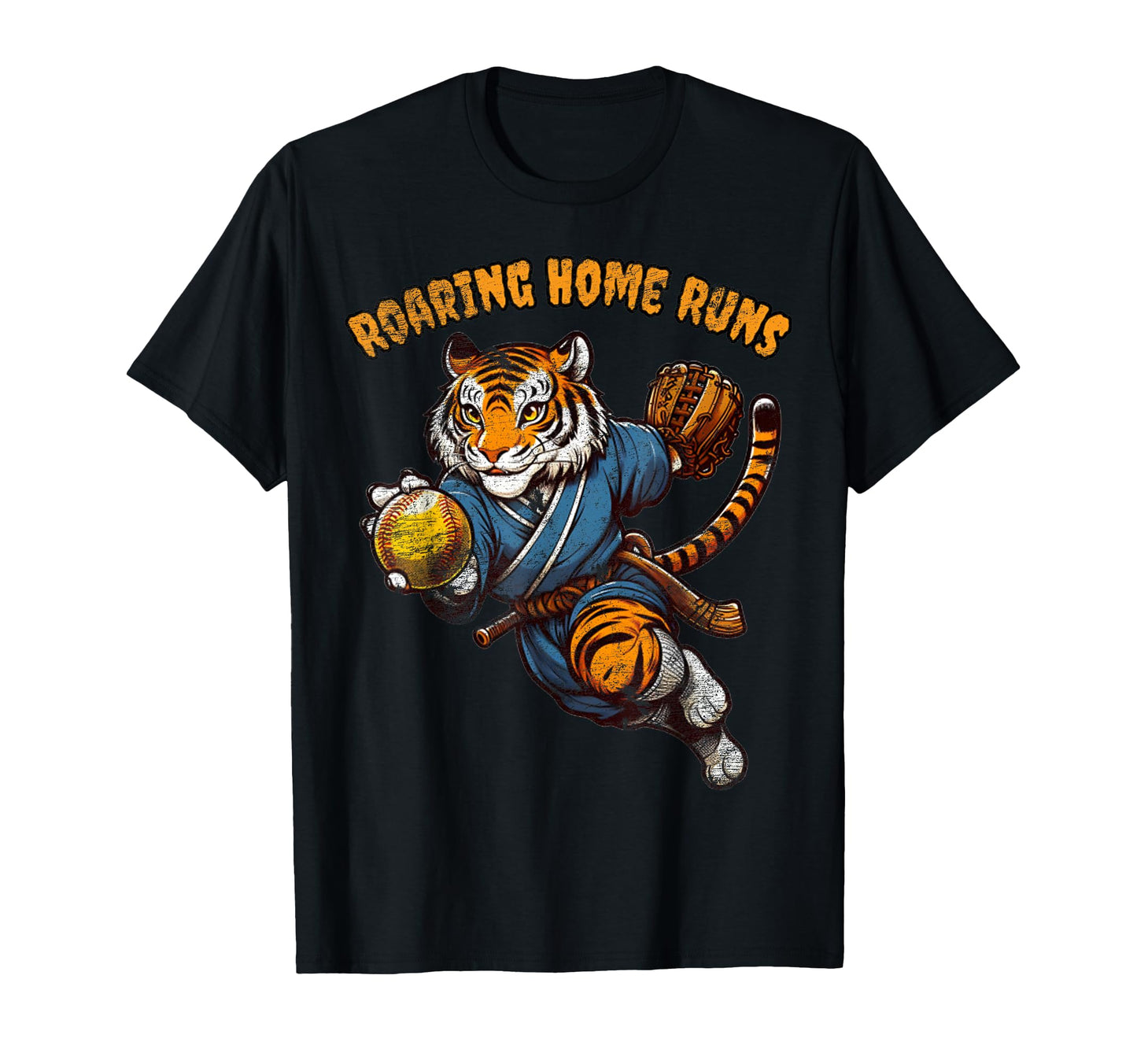 Funny Roaring Home Run Ball Tiger T-Shirt - Aesthetic Graphic Unisex - T-Shirt, Sweatshirt, Hoodie