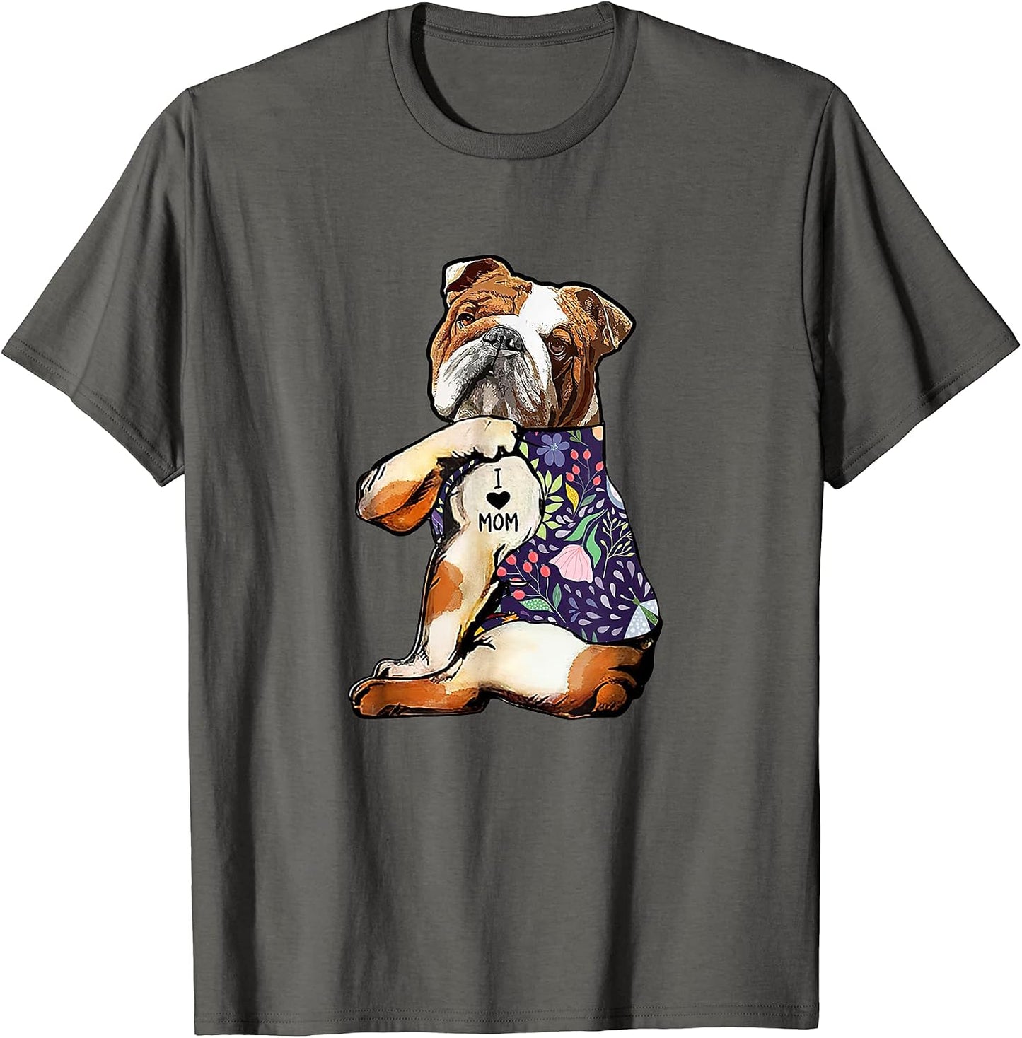 Flower English BullDog I Love Mom By Merch - Adult & Kids T-Shirts, Sweatshirts & Hoodies apparel design preview 1