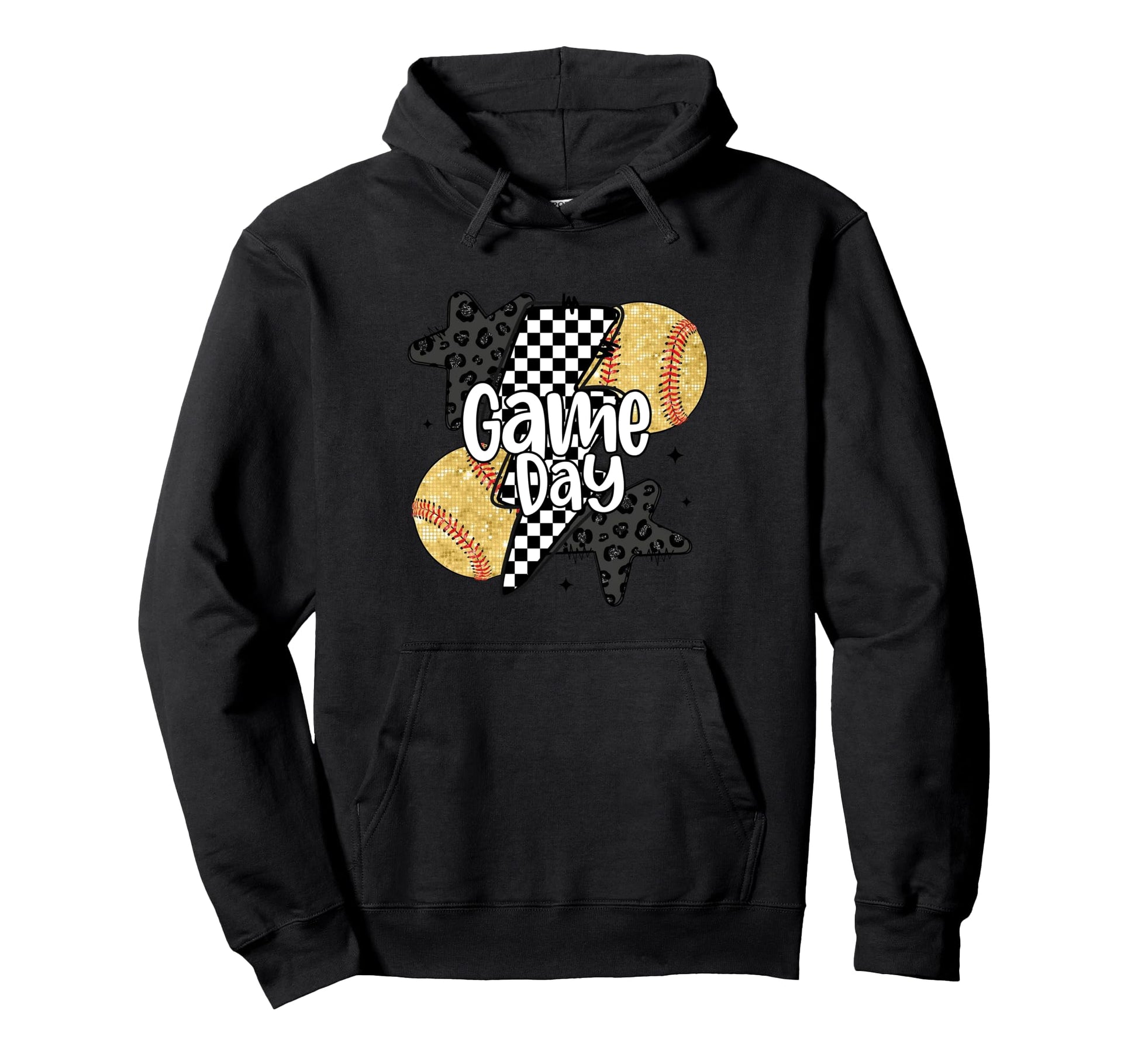 Game Day Baseball Coquette Checkered Hoodie - Unique Graphic Men Women - T-Shirt, Sweatshirt, Hoodie