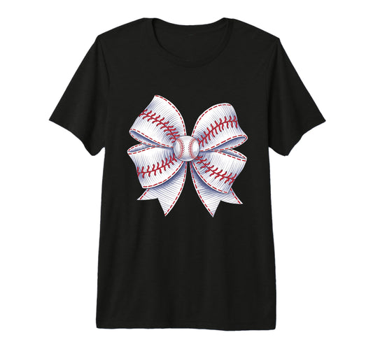 Baseball Coquette Bow Baseball Mom Tri T-Shirt - Novelty Apparel Men Women - T-Shirt, Sweatshirt, Hoodie