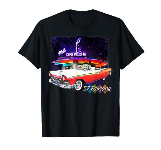 1957 57 Fairlane Car Art T-Shirt - Minimalist Print for Adults - T-Shirt, Sweatshirt, Hoodie