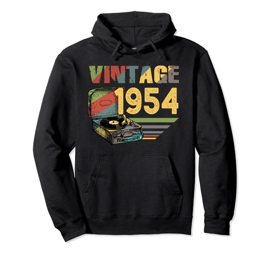 1954 66Th Record Players Lover Vinyl Hoodie - Aesthetic Graphic Men Women - T-Shirt, Sweatshirt, Hoodie