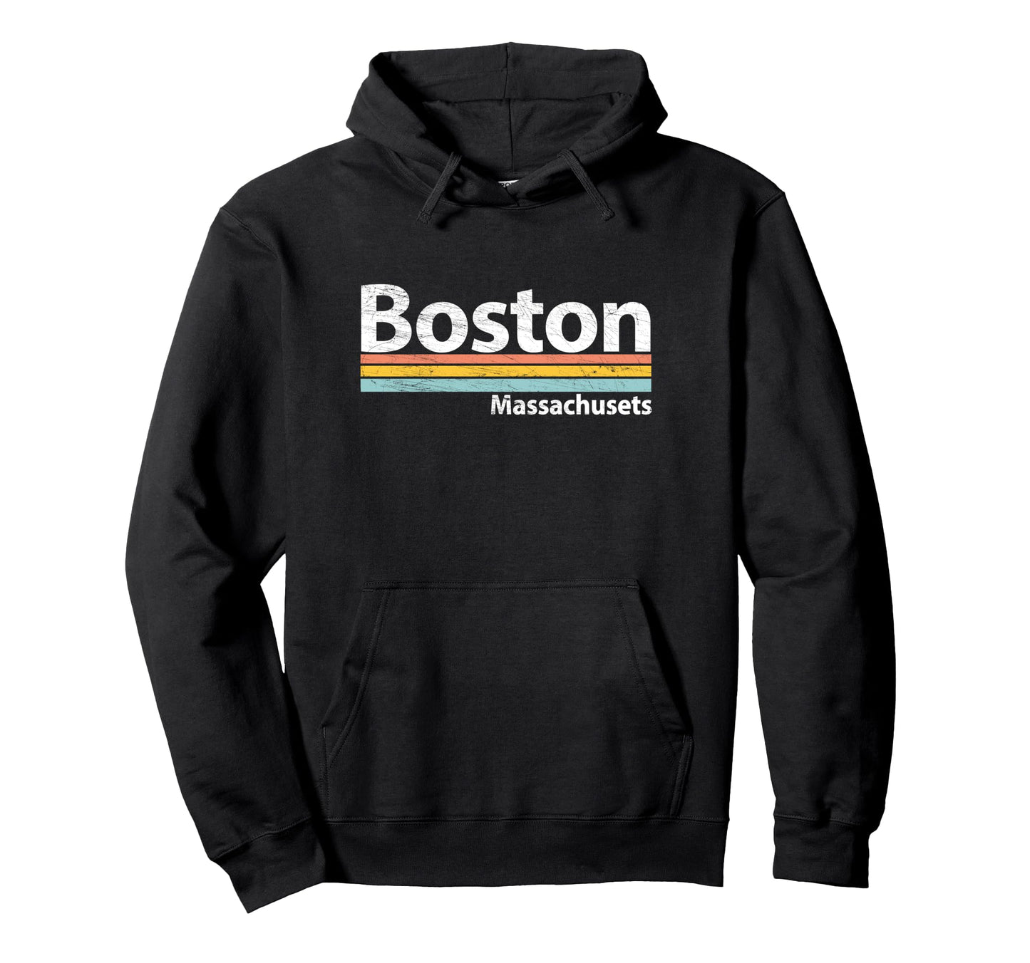 Boston Massachusetts Worn Stripes Hoodie - Fun Novelty Design Unisex - T-Shirt, Sweatshirt, Hoodie