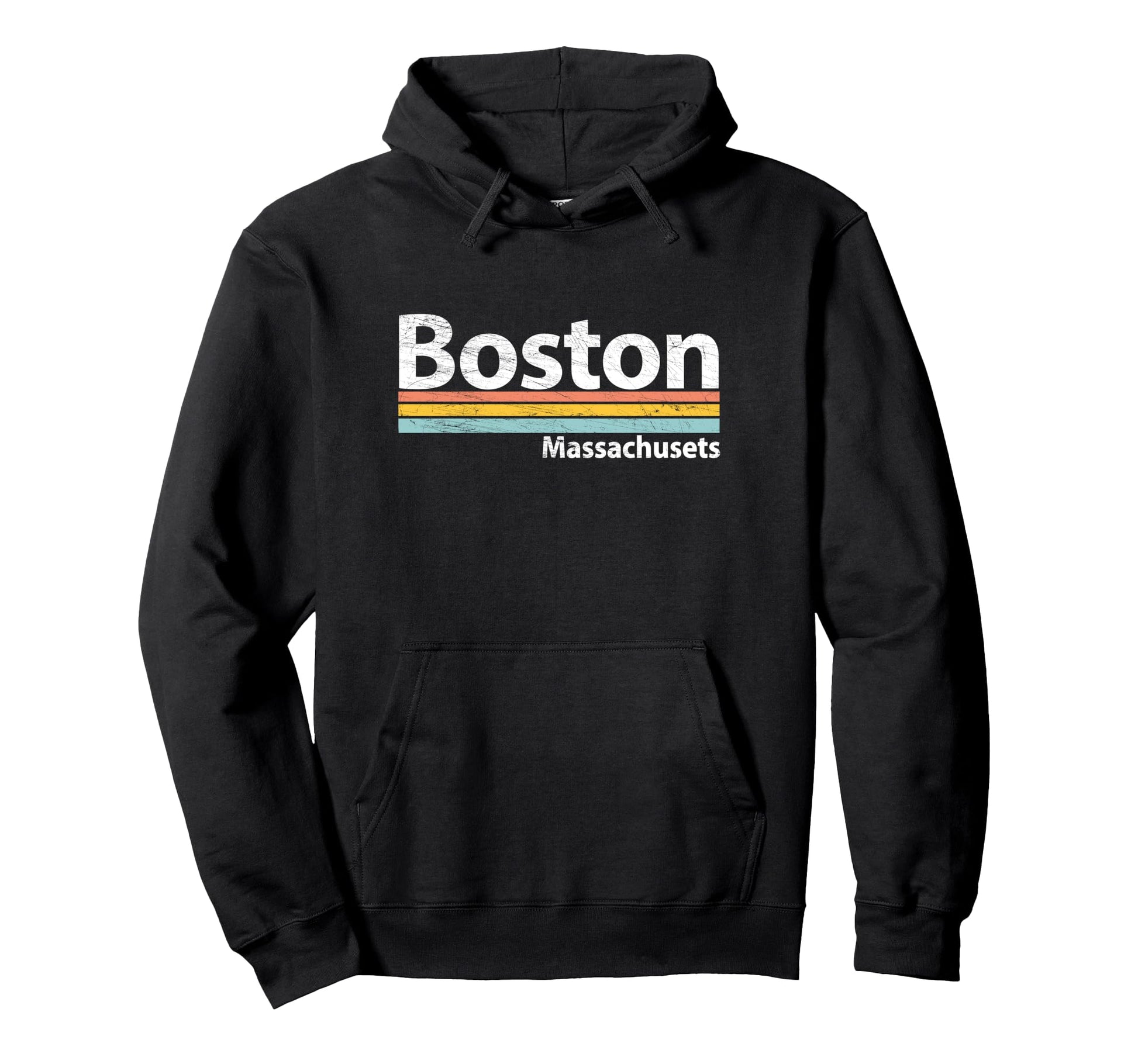 Boston Massachusetts Worn Stripes Hoodie - Fun Novelty Design Unisex - T-Shirt, Sweatshirt, Hoodie