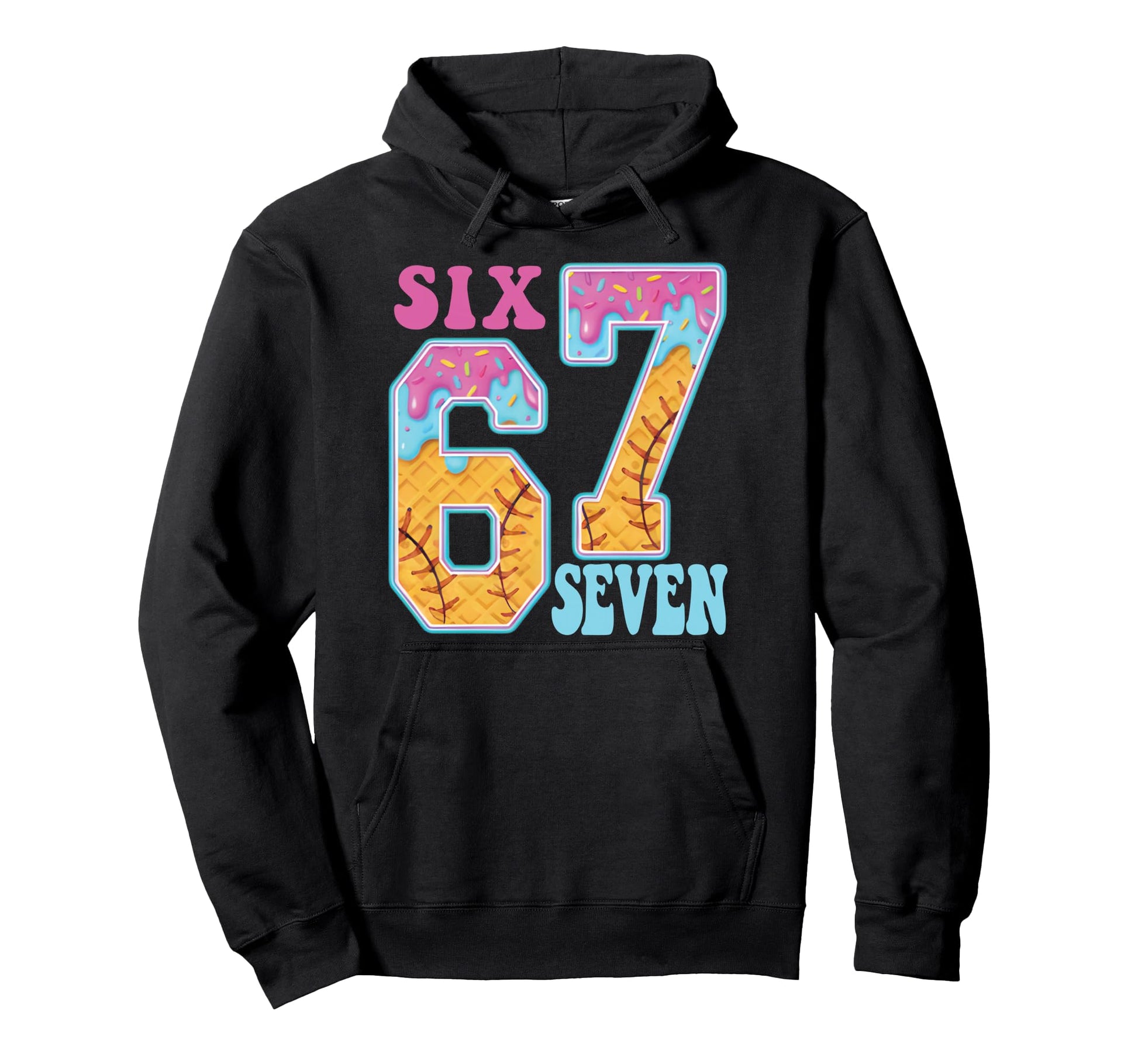 Six Seven Drip Baseball Player Number Hoodie - Trendy Graphic for Adults - T-Shirt, Sweatshirt, Hoodie