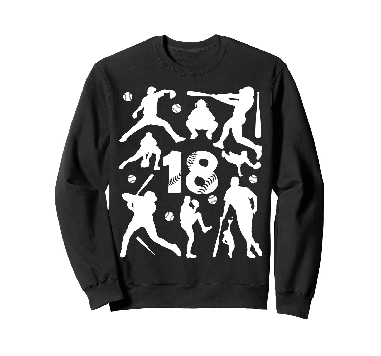 Number 18 Years Baseball 18Th Birthday Sweatshirt - Graphic Print Men Women - T-Shirt, Sweatshirt, Hoodie